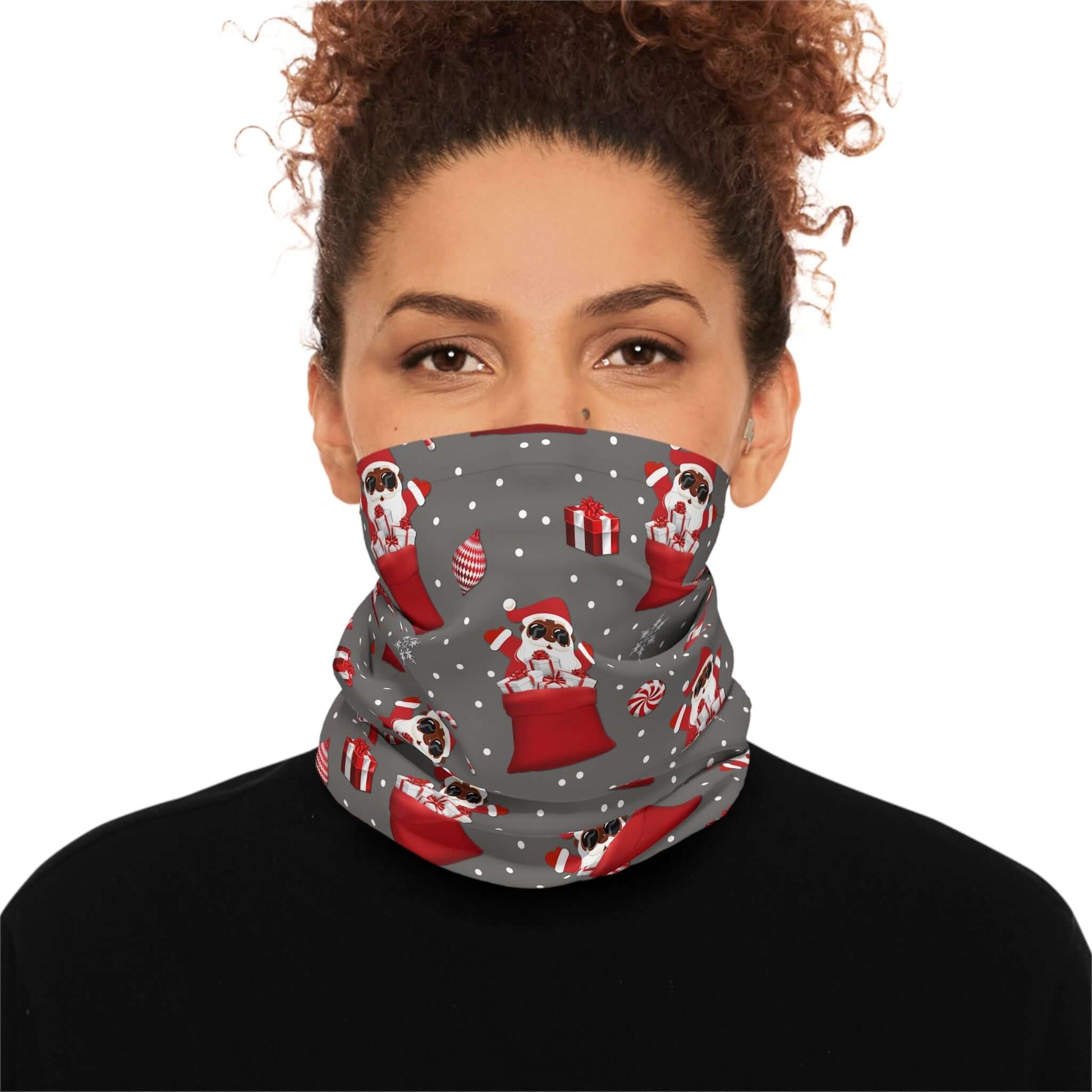 Christmas Lightweight Neck Gaiter, Black-Santa Christmas Face Mask - Red, Brand63