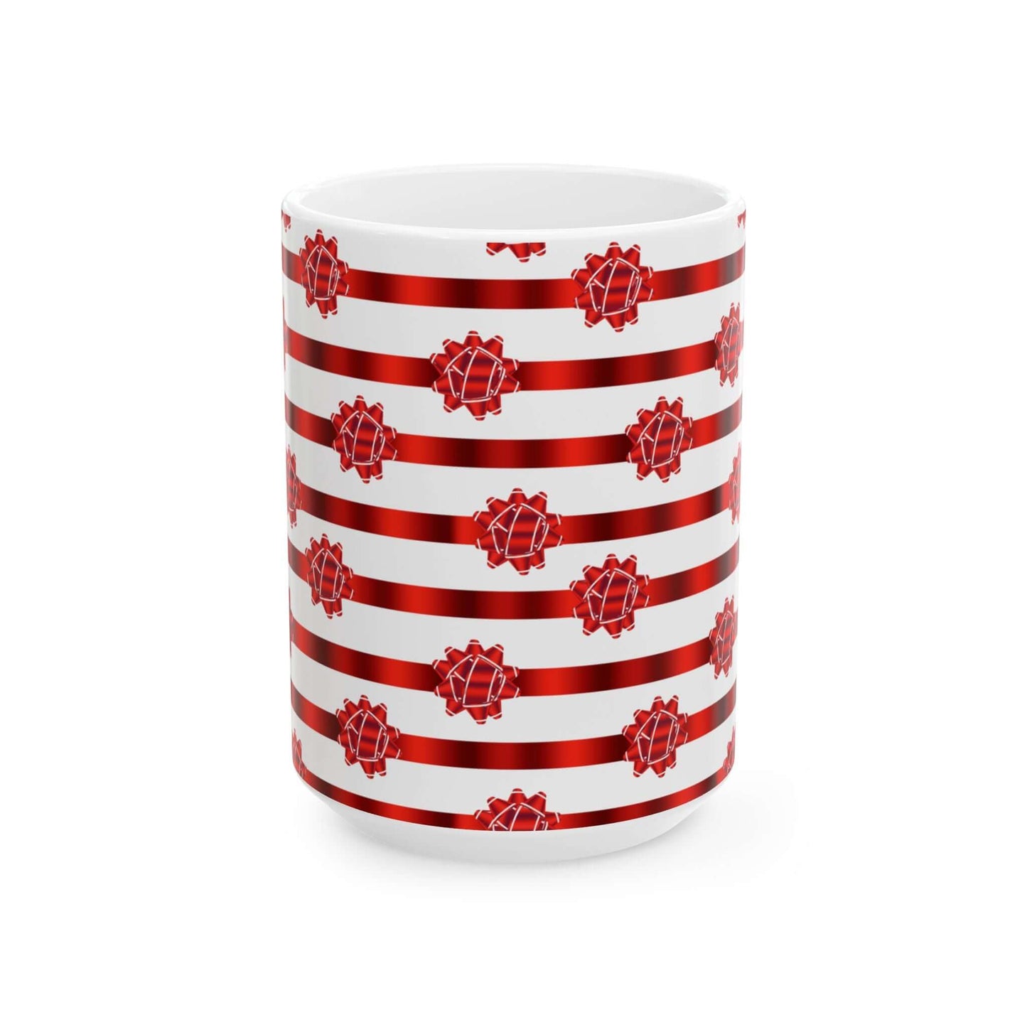 Christmas Wrapped, Bow Ceramic Mug - 15oz, Brand63