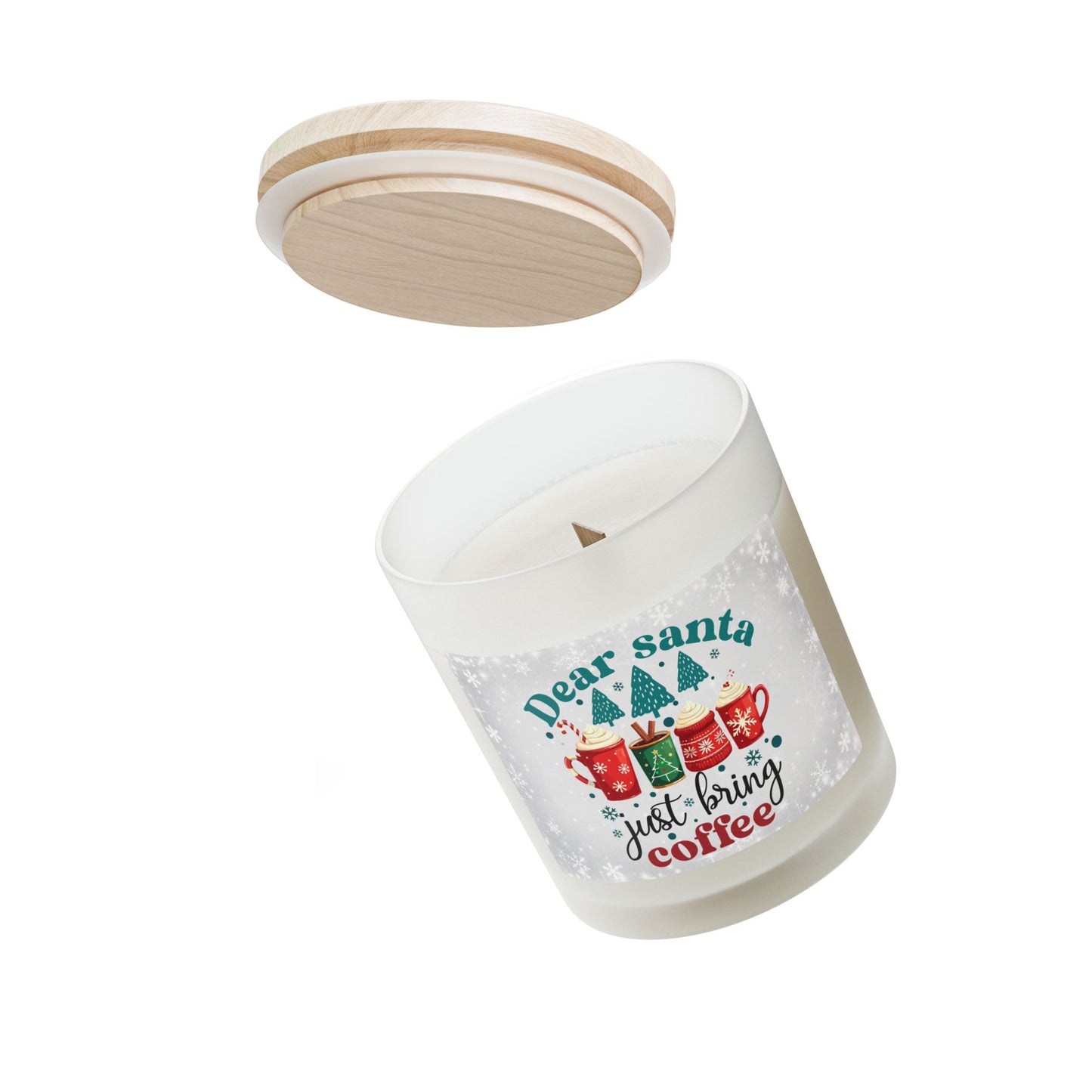 Coffee Lovers Frosted Glass Christmas Candle — 11oz, Brand63