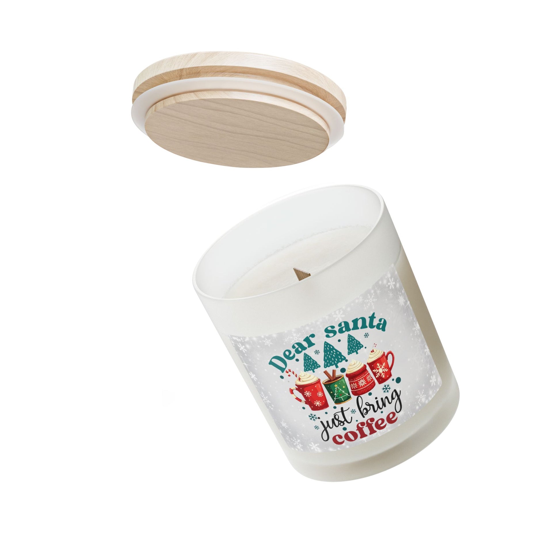 Coffee Lovers Frosted Glass Christmas Candle — 11oz, Brand63