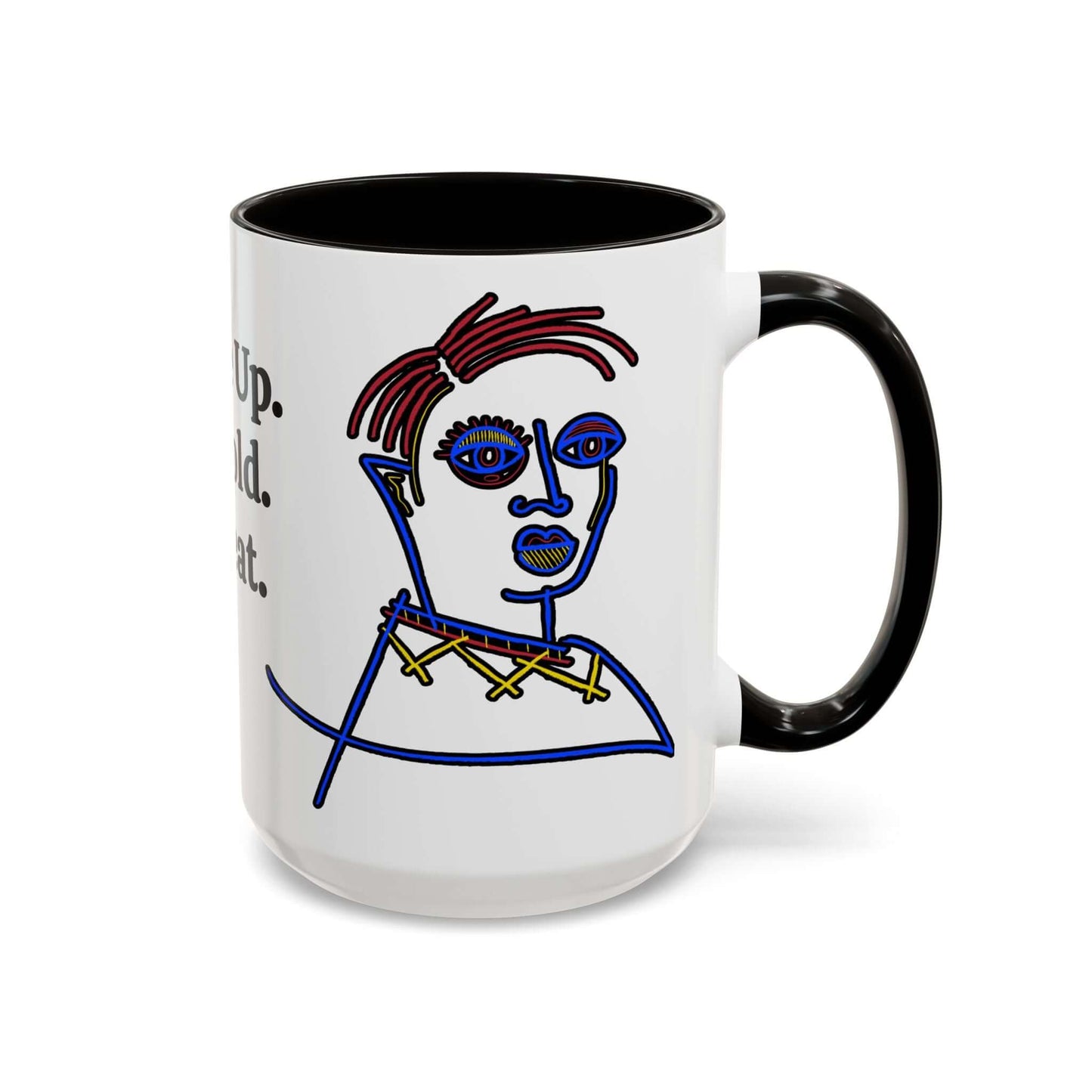 Coffee Mug Abstract Art Deco Wake Up Be Bold Repeat, Brand63