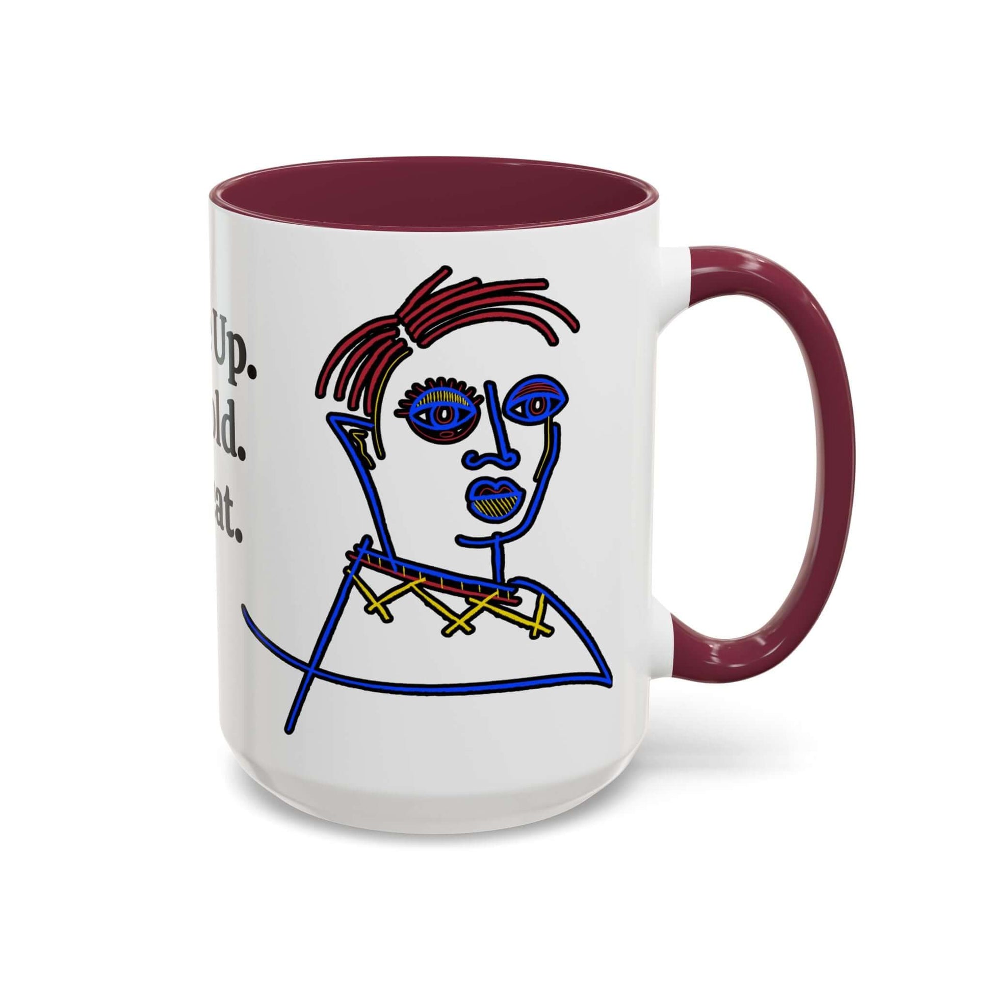 Coffee Mug Abstract Art Deco Wake Up Be Bold Repeat, Brand63