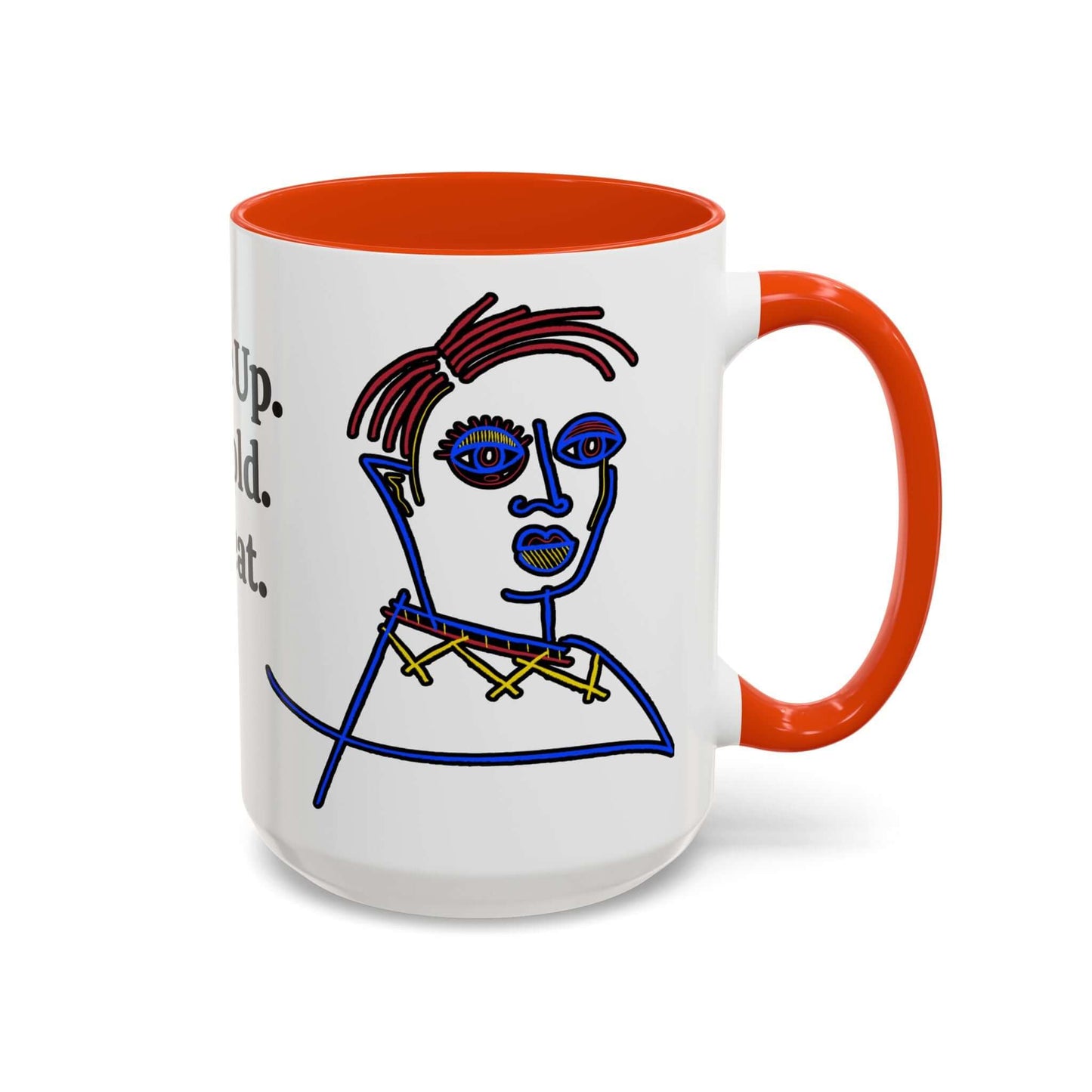 Coffee Mug Abstract Art Deco Wake Up Be Bold Repeat, Brand63