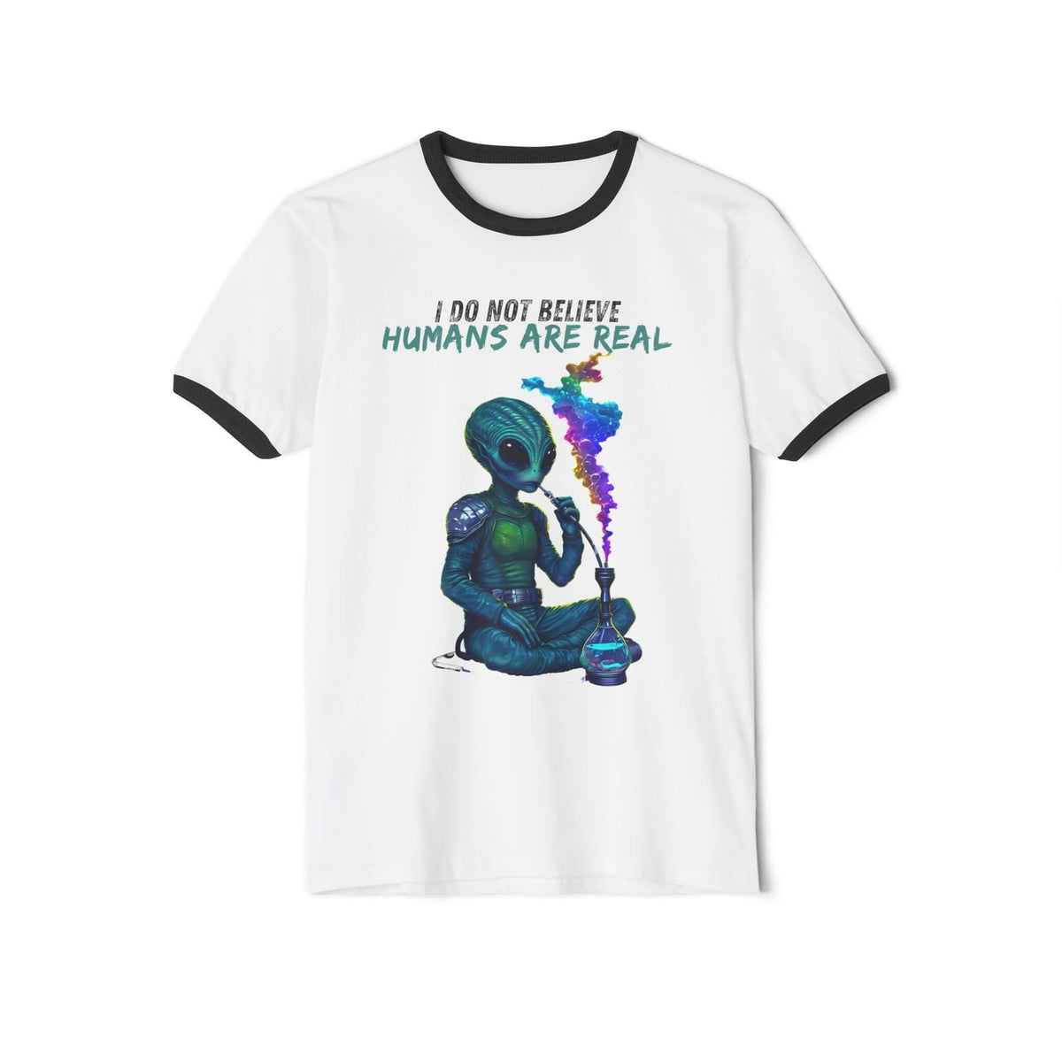 Cosmic Alien Hookah Space Cotton Ringer T-Shirt - Men's & Women Shirt, Brand63