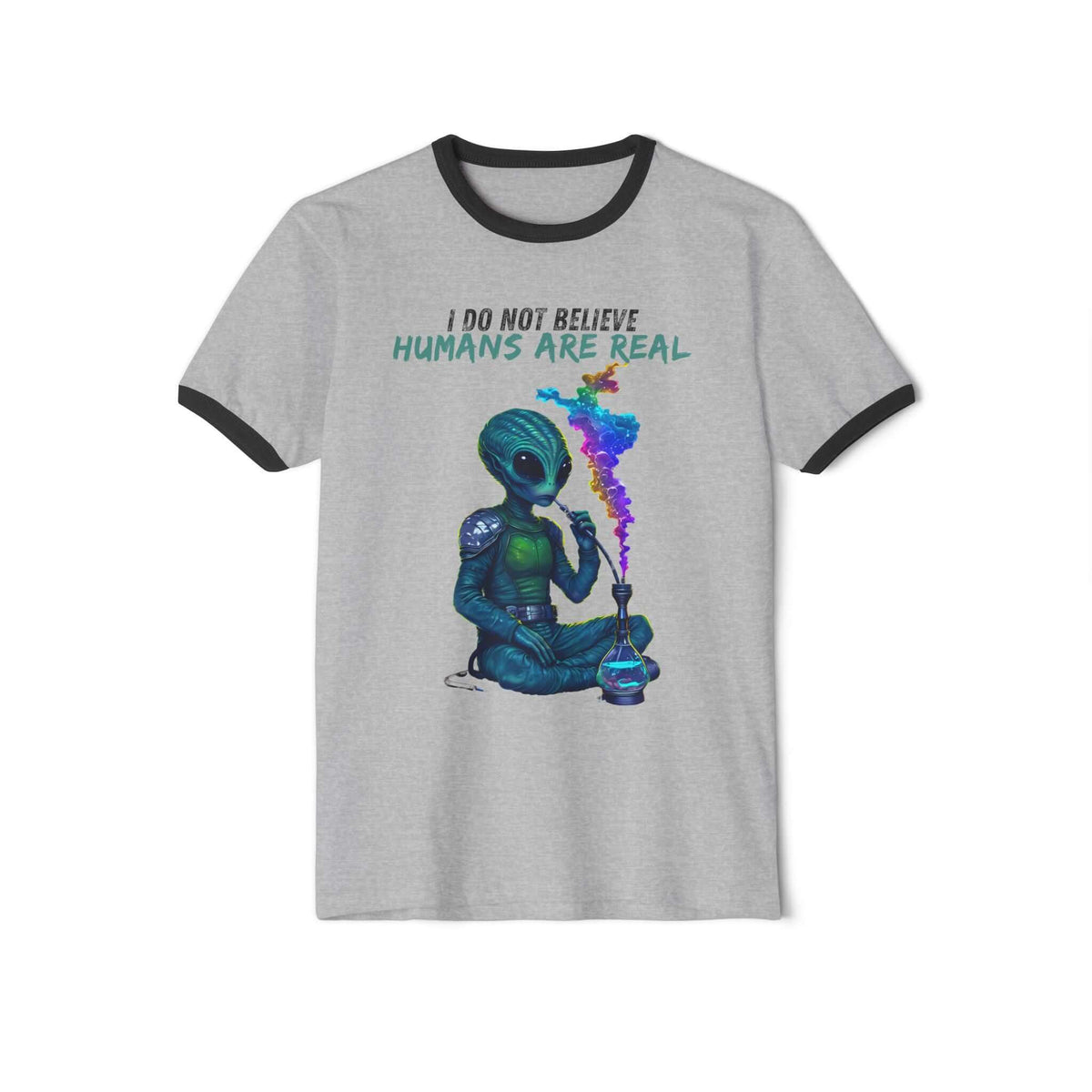 Cosmic Alien Hookah Space Cotton Ringer T-Shirt - Men's & Women Shirt, Brand63