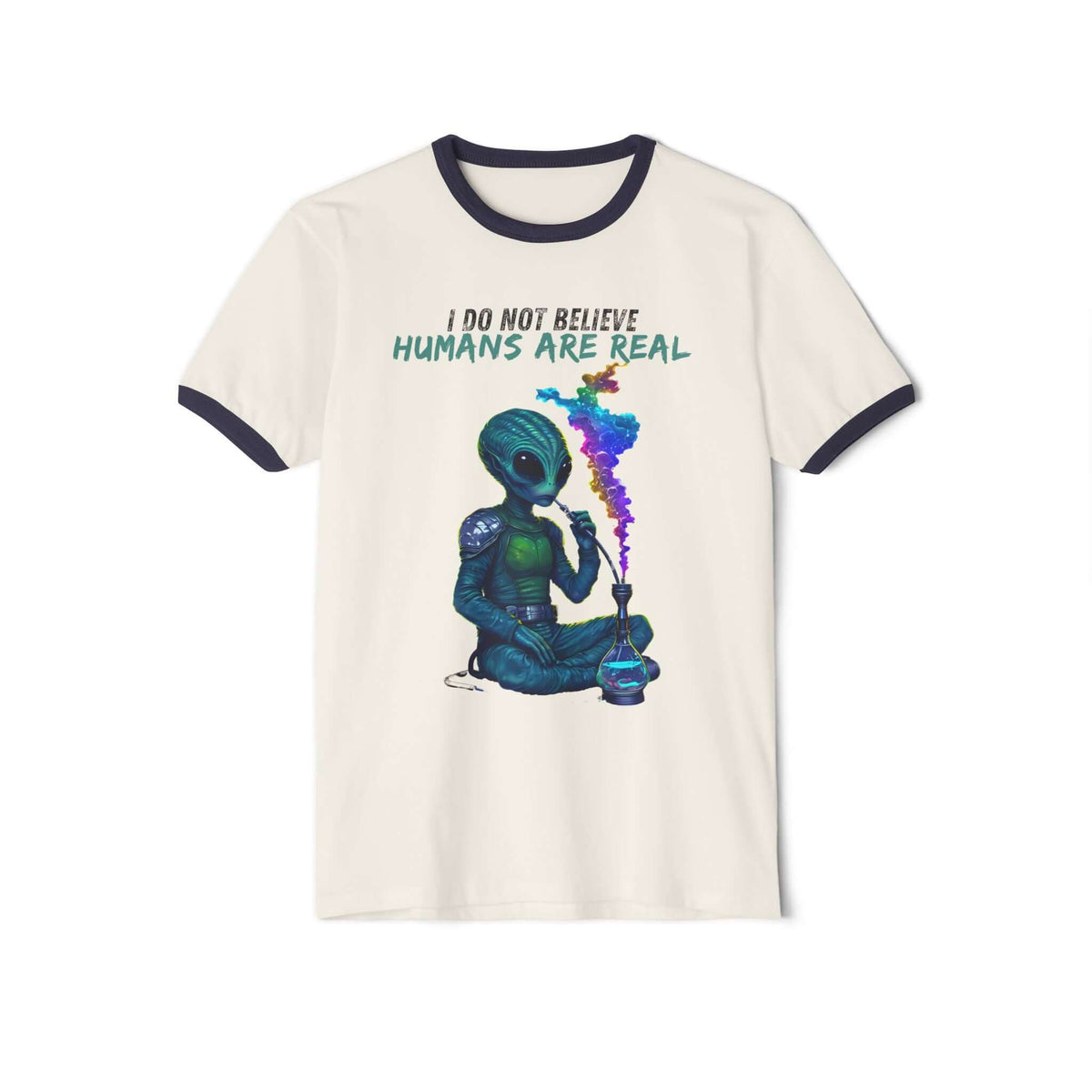 Cosmic Alien Hookah Space Cotton Ringer T-Shirt - Men's & Women Shirt, Brand63