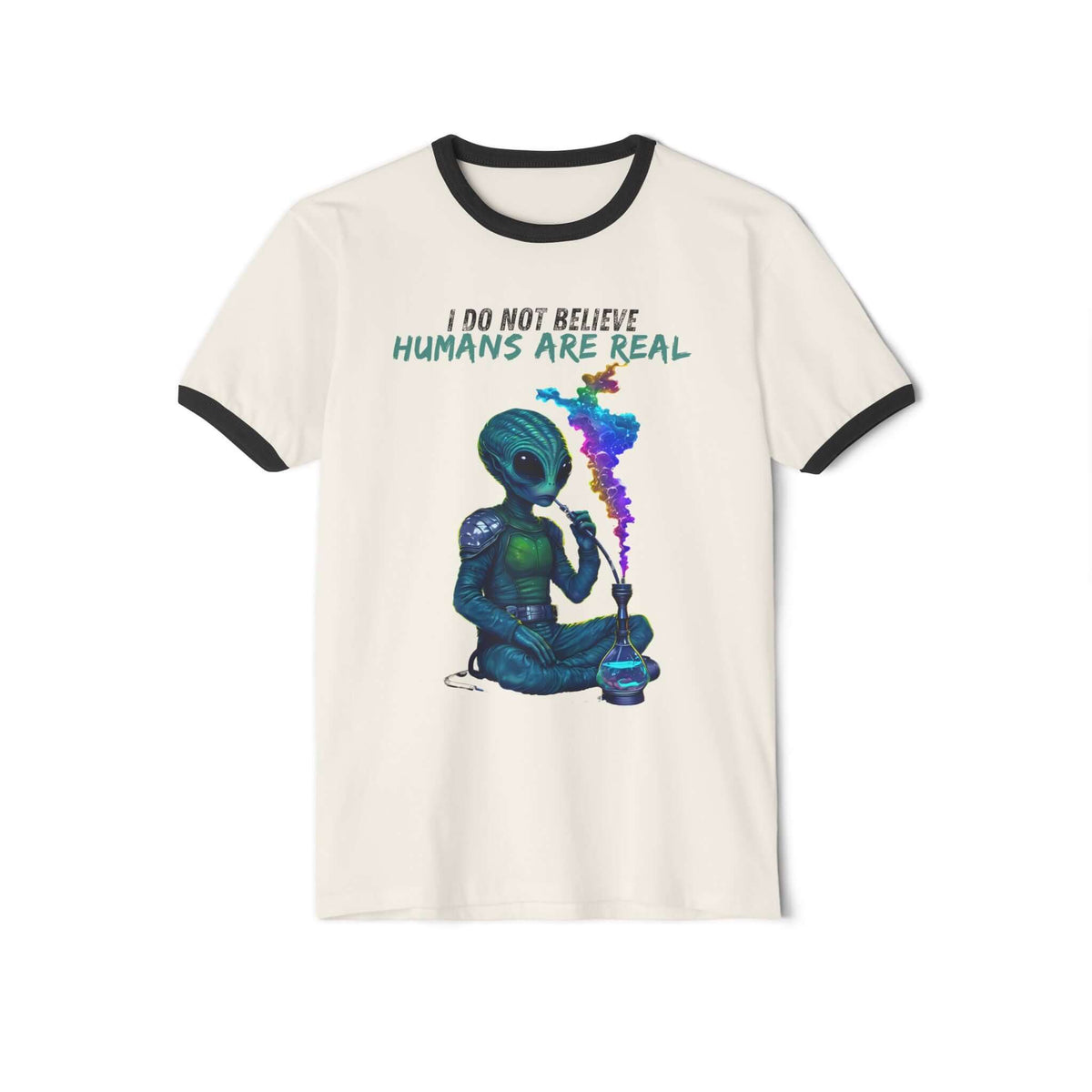 Cosmic Alien Hookah Space Cotton Ringer T-Shirt - Men's & Women Shirt, Brand63