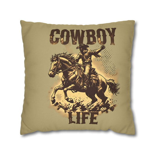 Cowboy Life Square Pillowcase – Rustic Home Decor for Western Enthusiasts, Brand63