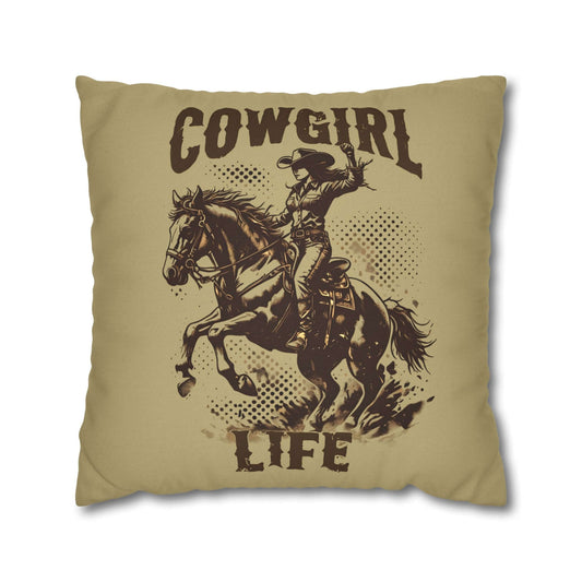 Cowgirl Life Square Pillowcase – Rustic Home Decor for Western Enthusiasts, Brand63
