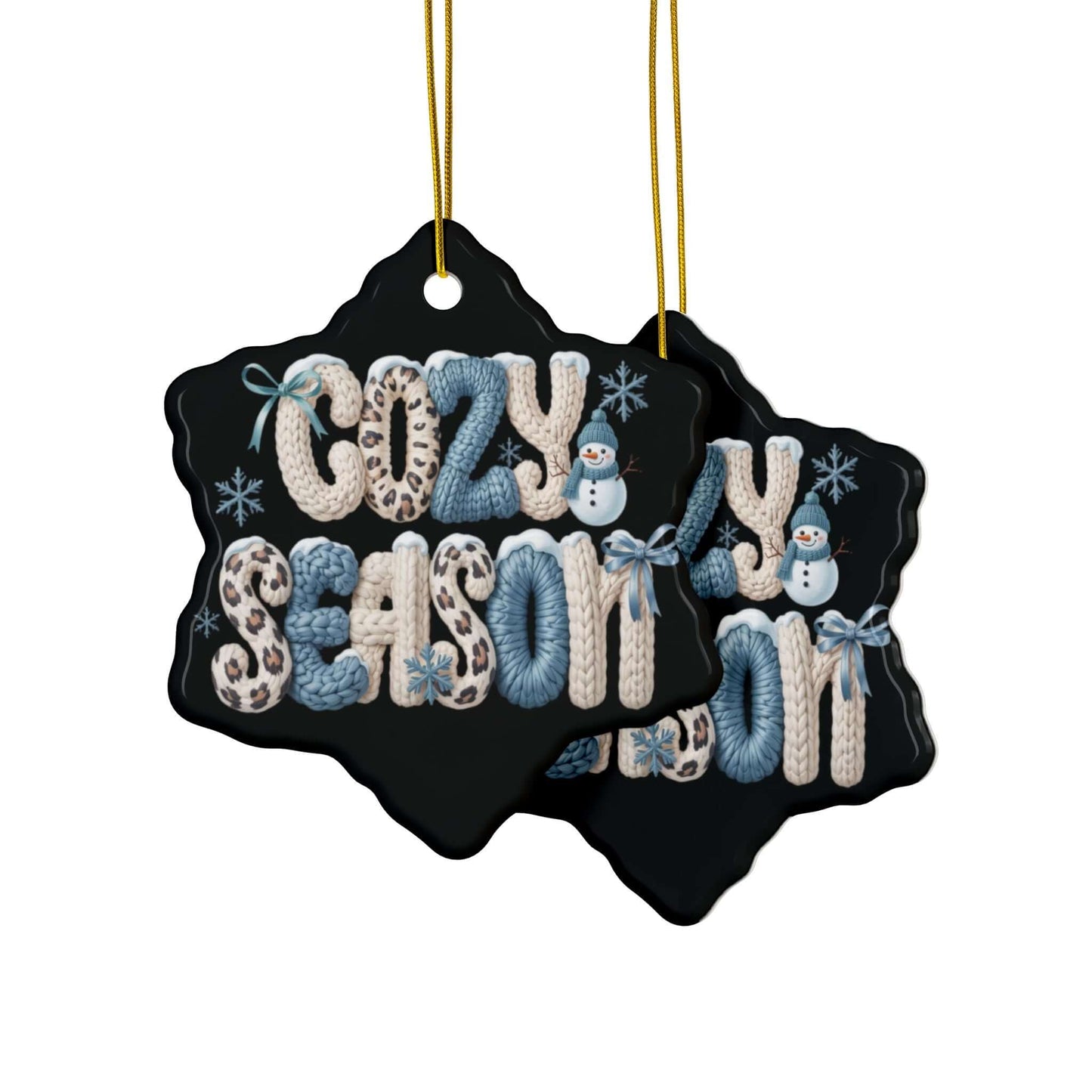 Cozy Season Faux Knit Lettering Tree Ornaments, Brand63