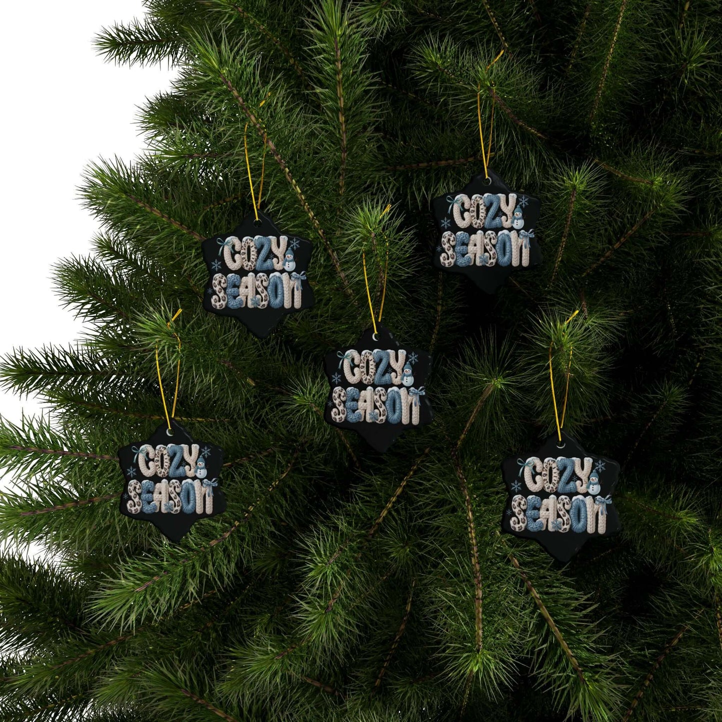 Cozy Season Faux Knit Lettering Tree Ornaments, Brand63