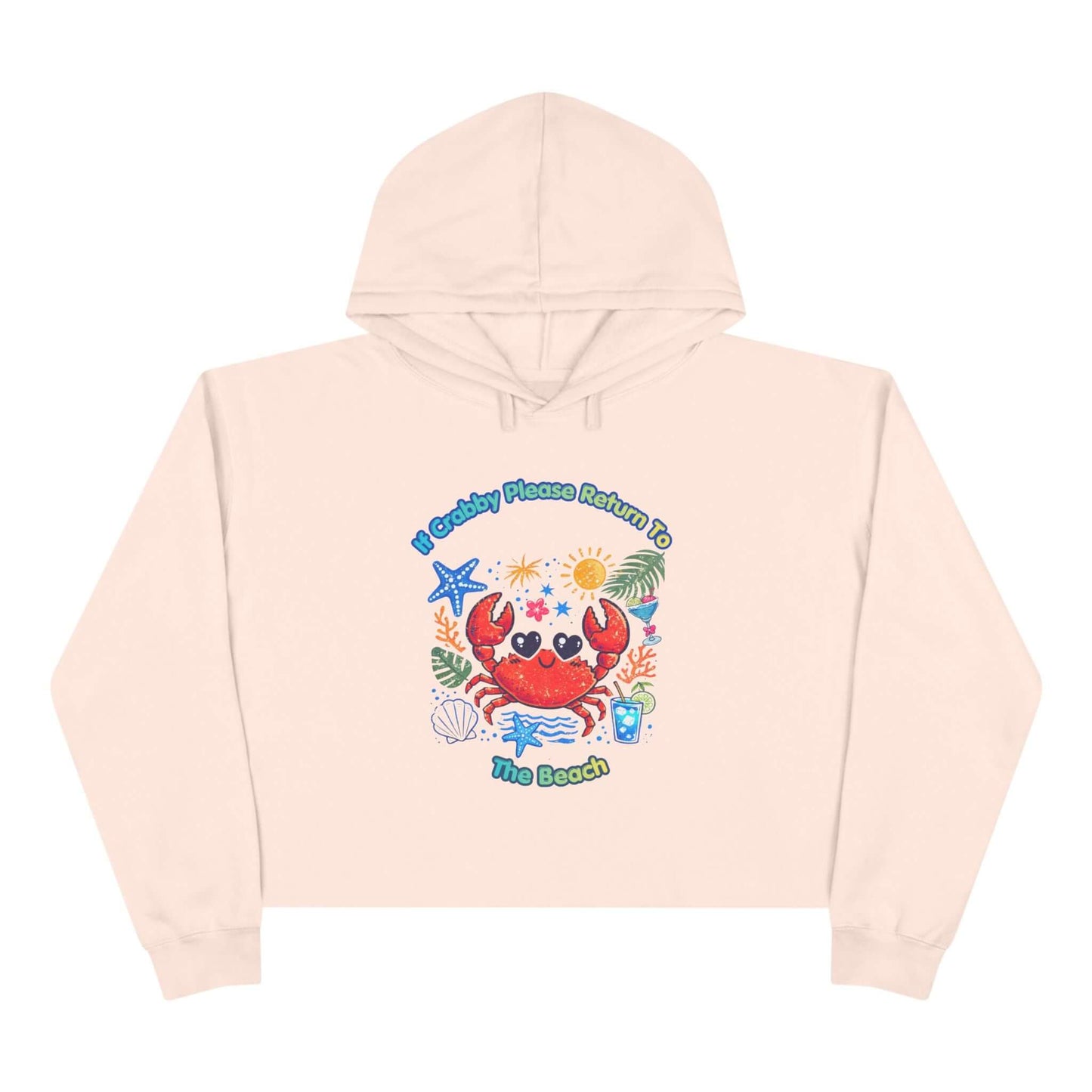 Crabby Beach Vibes Crop Hoodie, Brand63, Hoodies