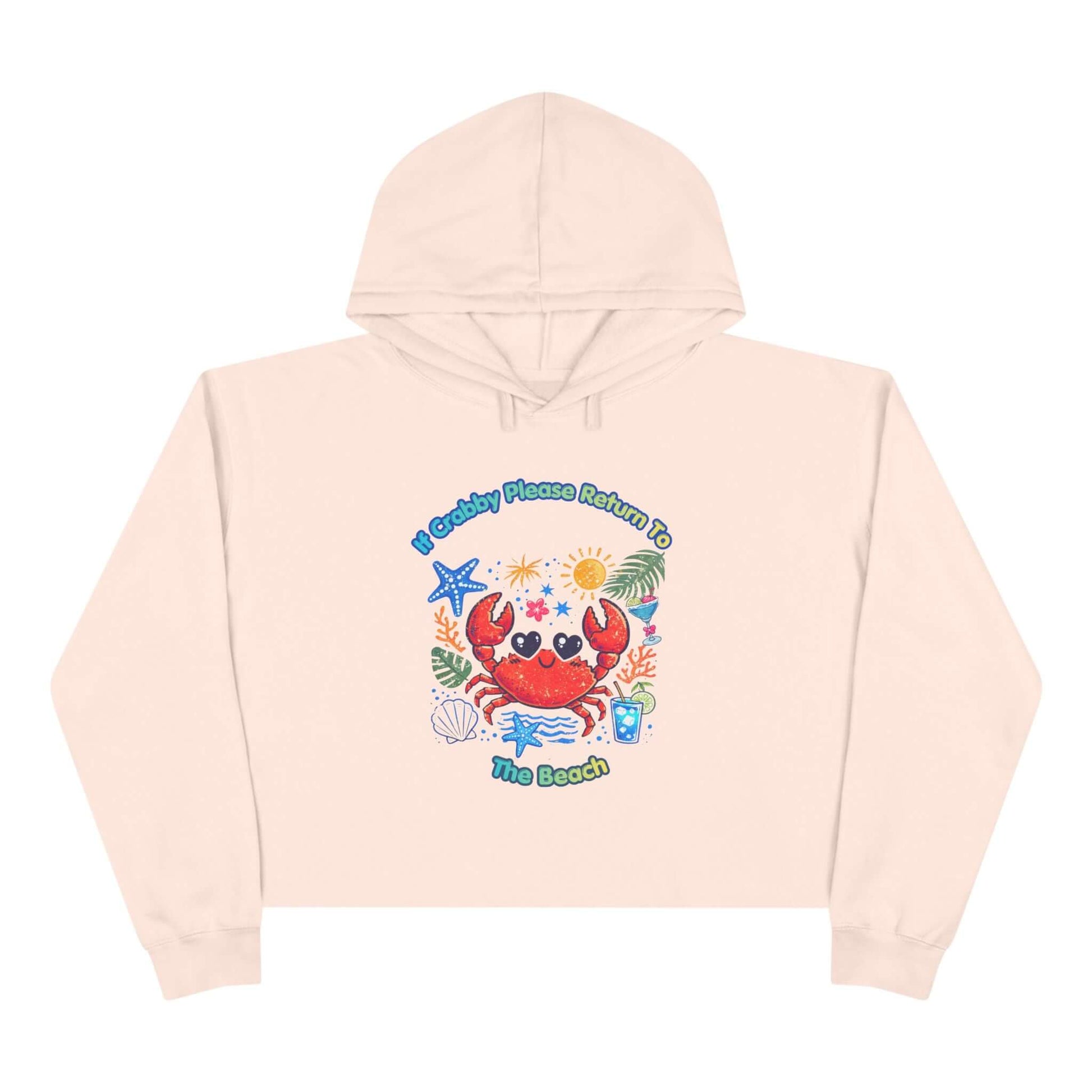 Crabby Beach Vibes Crop Hoodie, Brand63, Hoodies