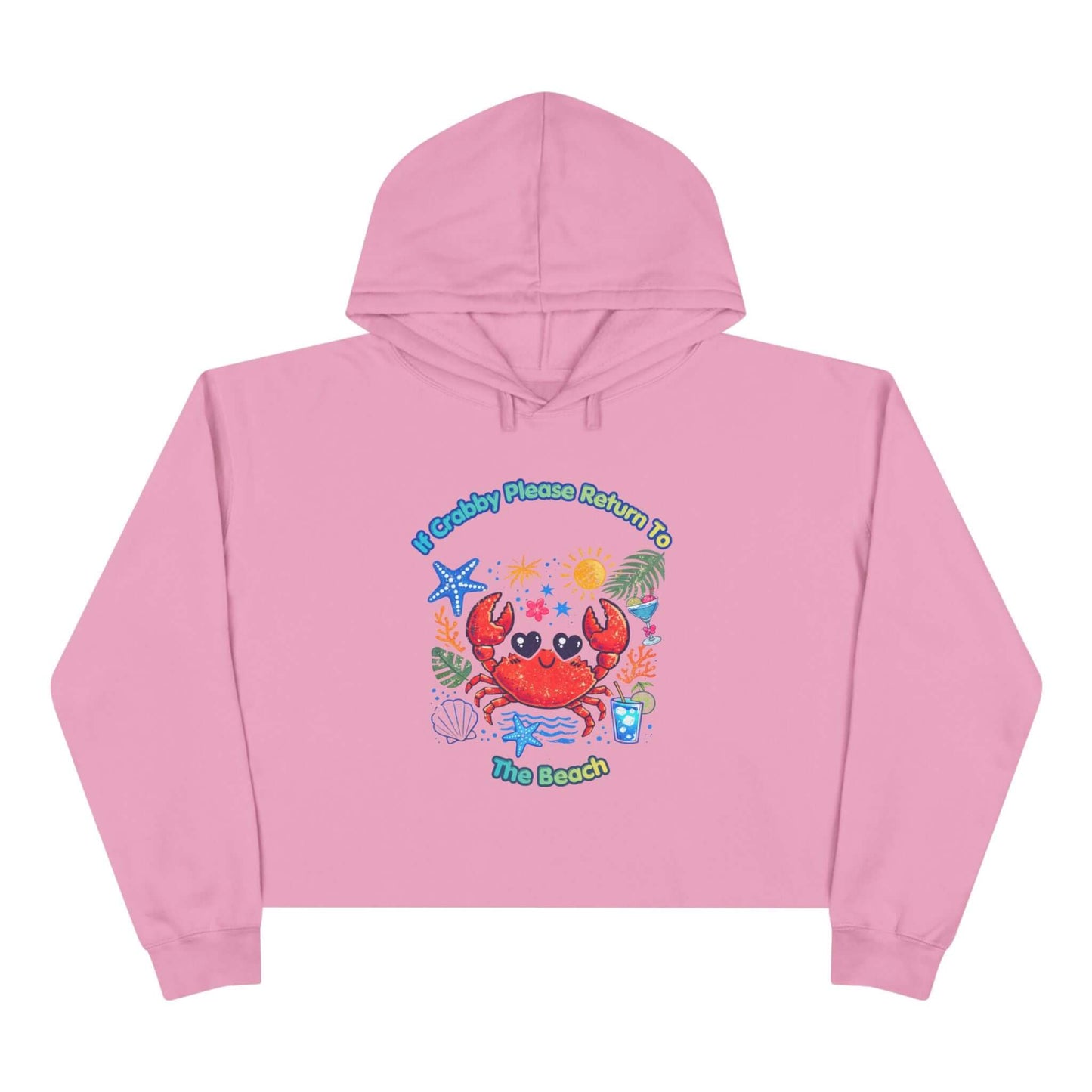 Crabby Beach Vibes Crop Hoodie, Brand63, Hoodies