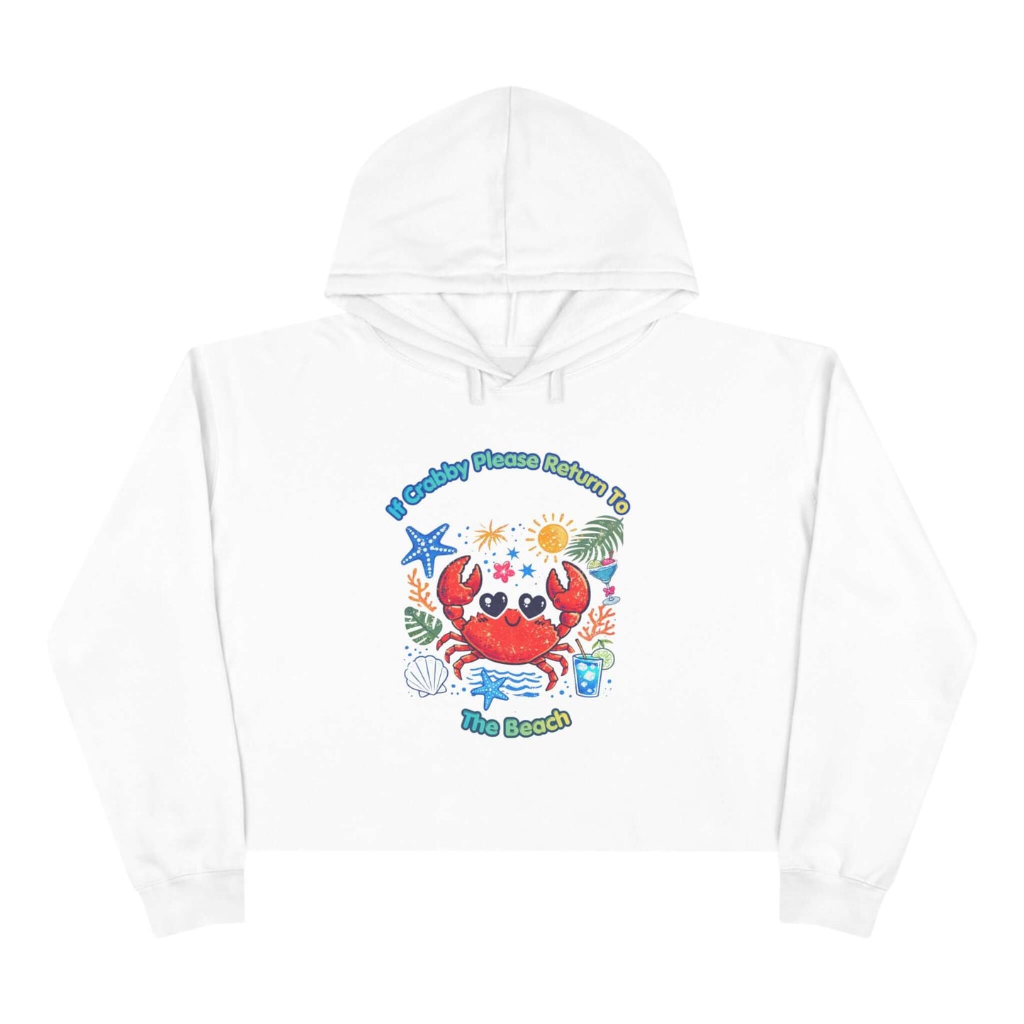 Crabby Beach Vibes Crop Hoodie, Brand63, Hoodies