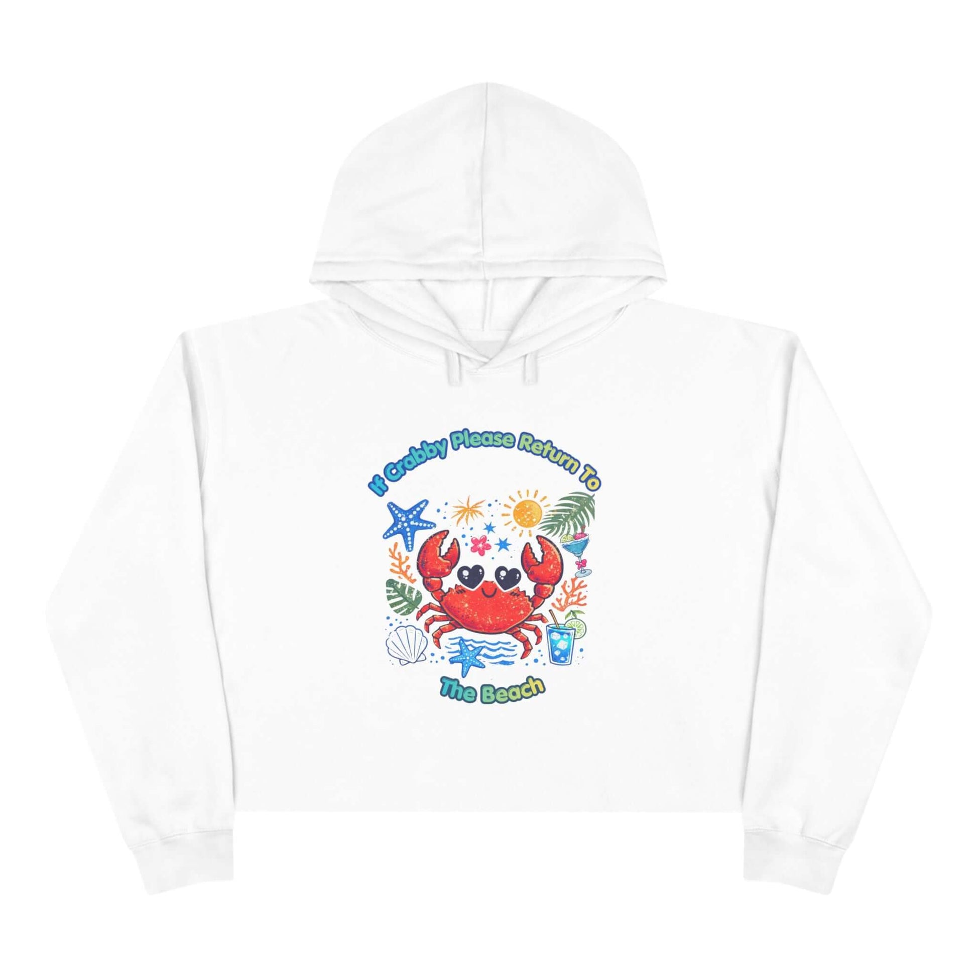 Crabby Beach Vibes Crop Hoodie, Brand63, Hoodies