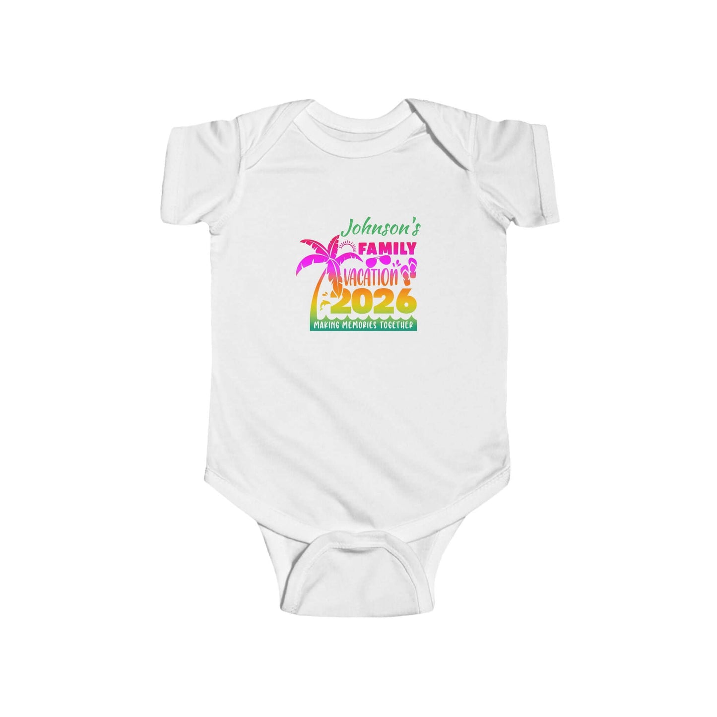 Custom Personalized Infant Family Vacation Onesie, Brand63