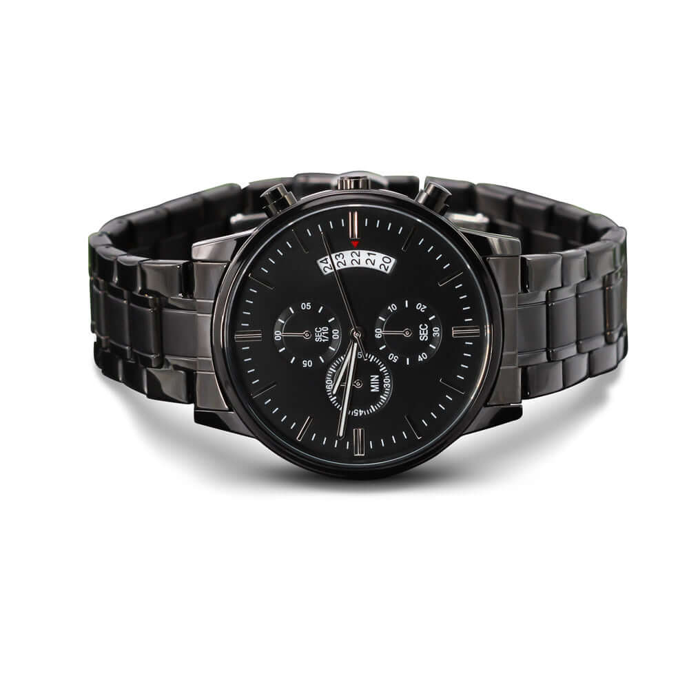 Customize It Yourself! Make It Your Own! Engraved Black Chronograph Watch, Brand63
