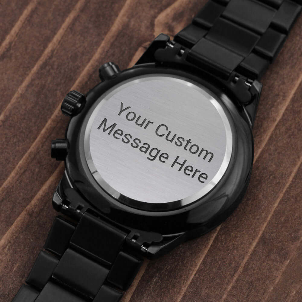 Customize It Yourself! Make It Your Own! Engraved Black Chronograph Watch, Brand63
