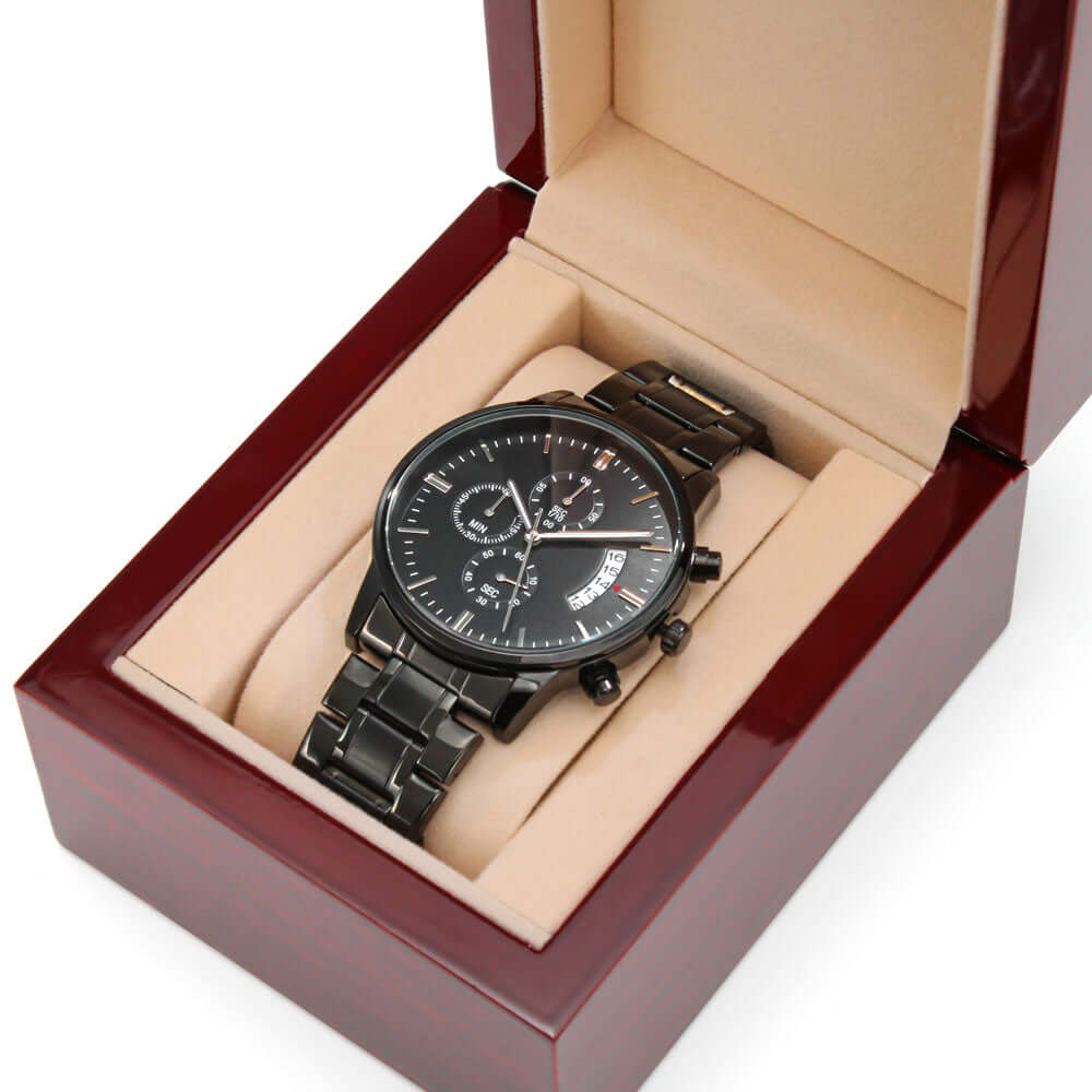 Customize It Yourself! Make It Your Own! Engraved Black Chronograph Watch, Brand63