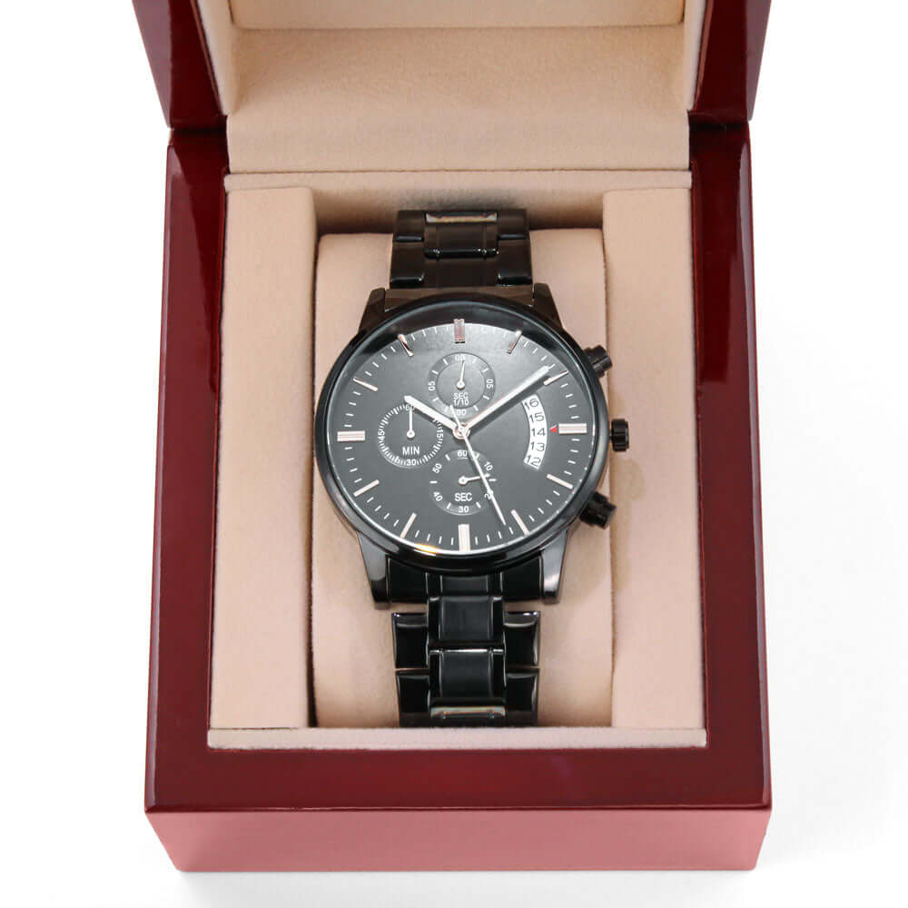 Customize It Yourself! Make It Your Own! Engraved Black Chronograph Watch, Brand63