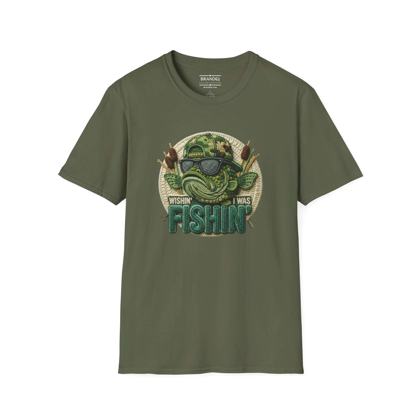 Dad's Fishing Shirt – Embroidered-Look Graphic Tee for Men, Brand63