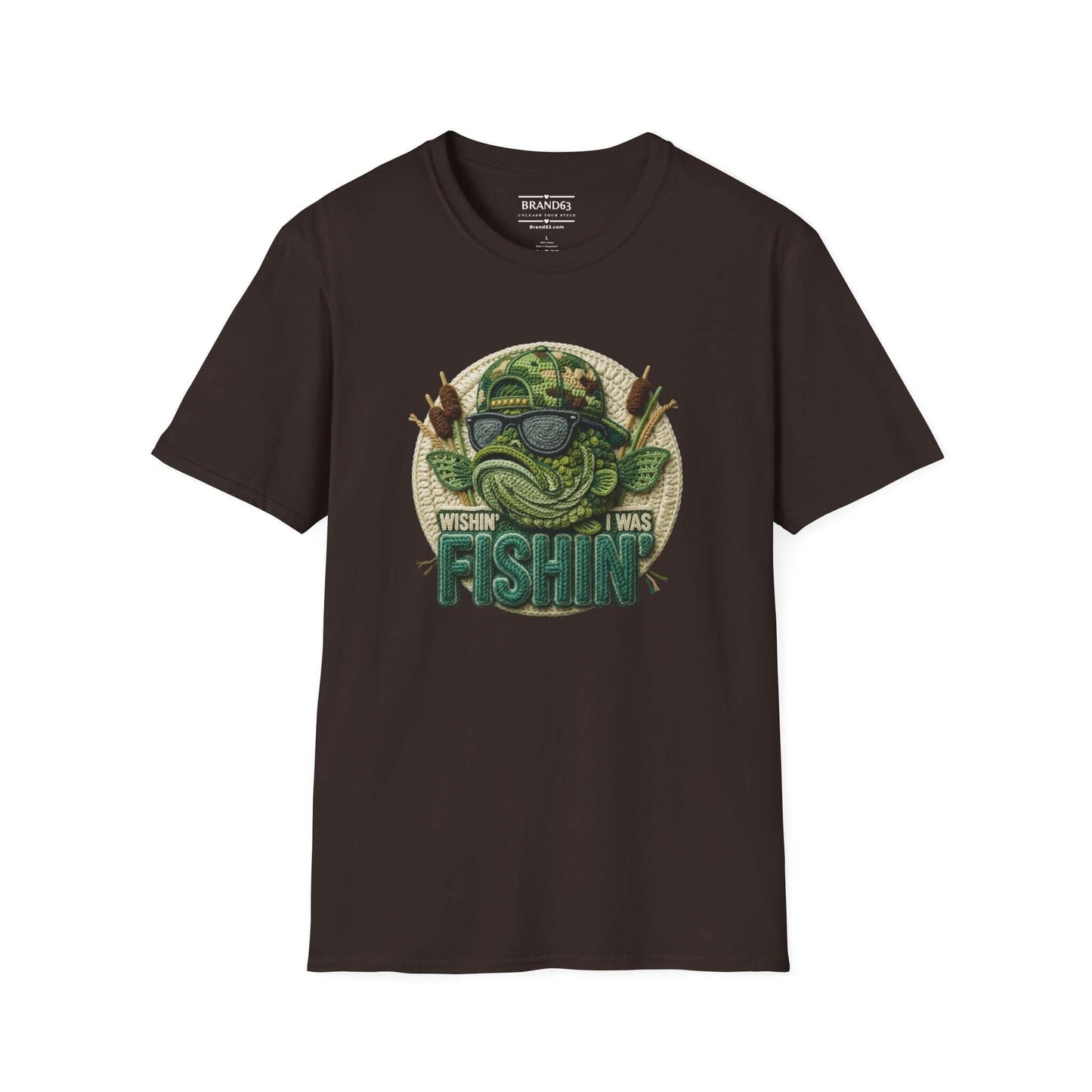 Dad's Fishing Shirt – Embroidered-Look Graphic Tee for Men, Brand63