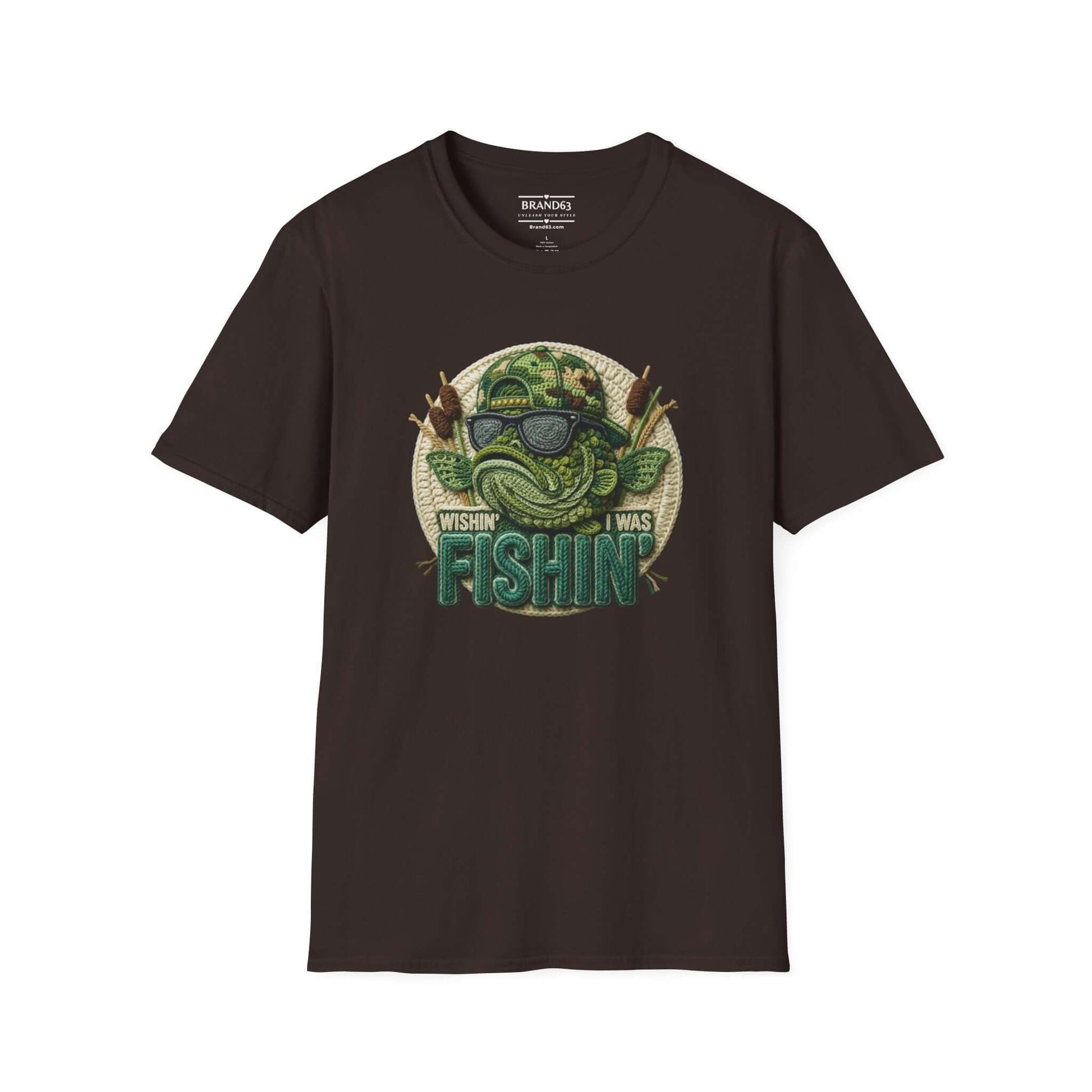 Dad's Fishing Shirt – Embroidered-Look Graphic Tee for Men, Brand63