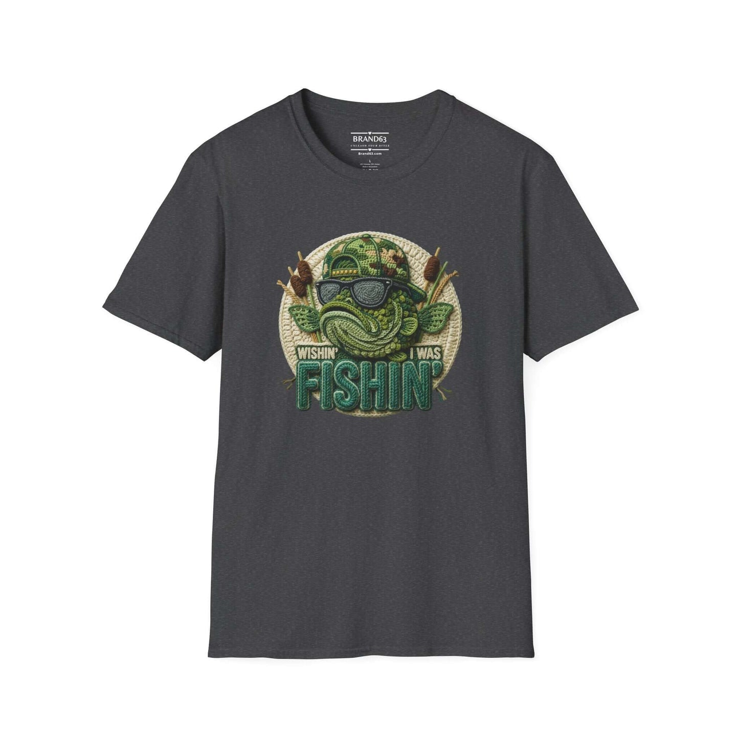 Dad's Fishing Shirt – Embroidered-Look Graphic Tee for Men, Brand63