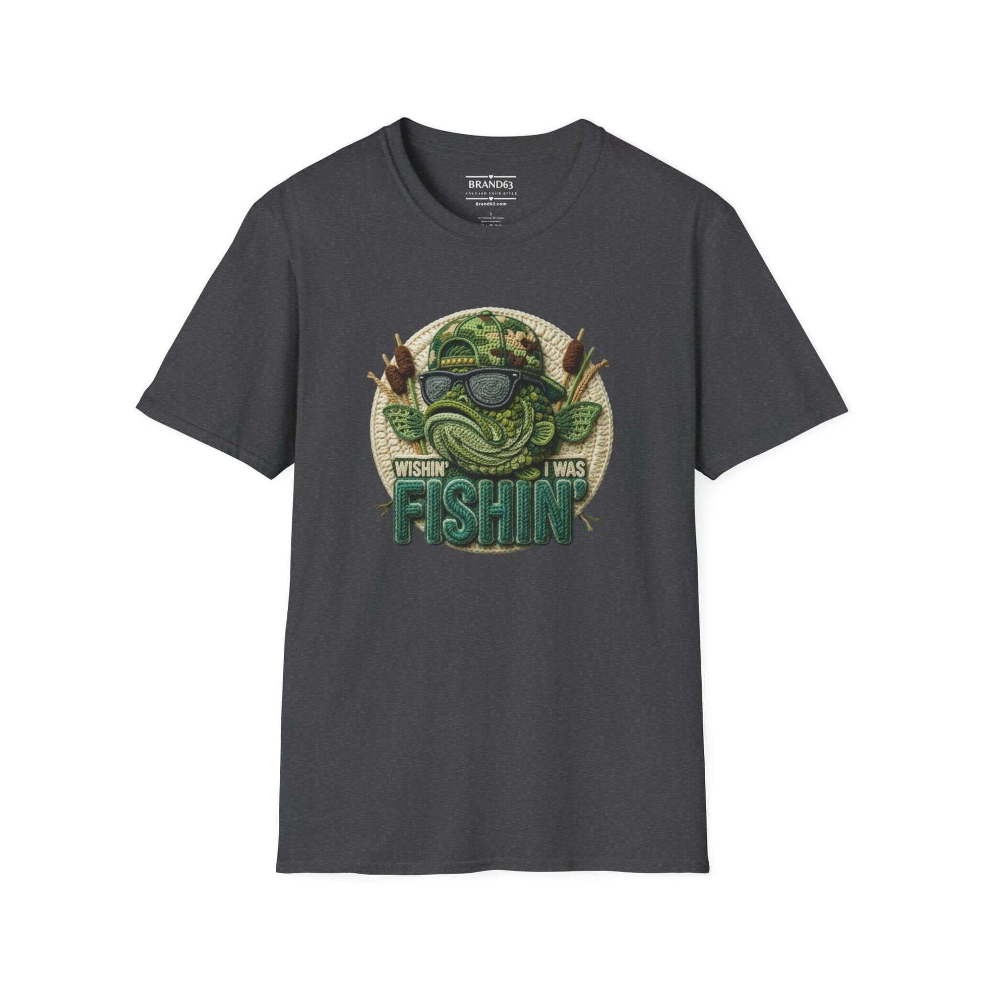 Dad's Fishing Shirt – Embroidered-Look Graphic Tee for Men, Brand63