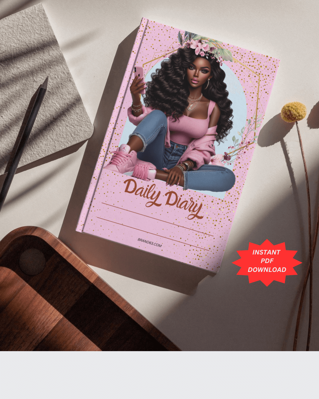 Daily Diary For Black-Women -Instant Download PDF, Brand63