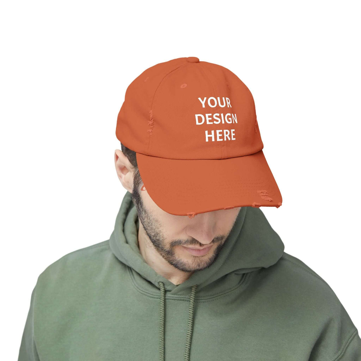 Design Your Own Unisex Distressed Cap - Trendy Casual Style Hat with Your Design, Brand63