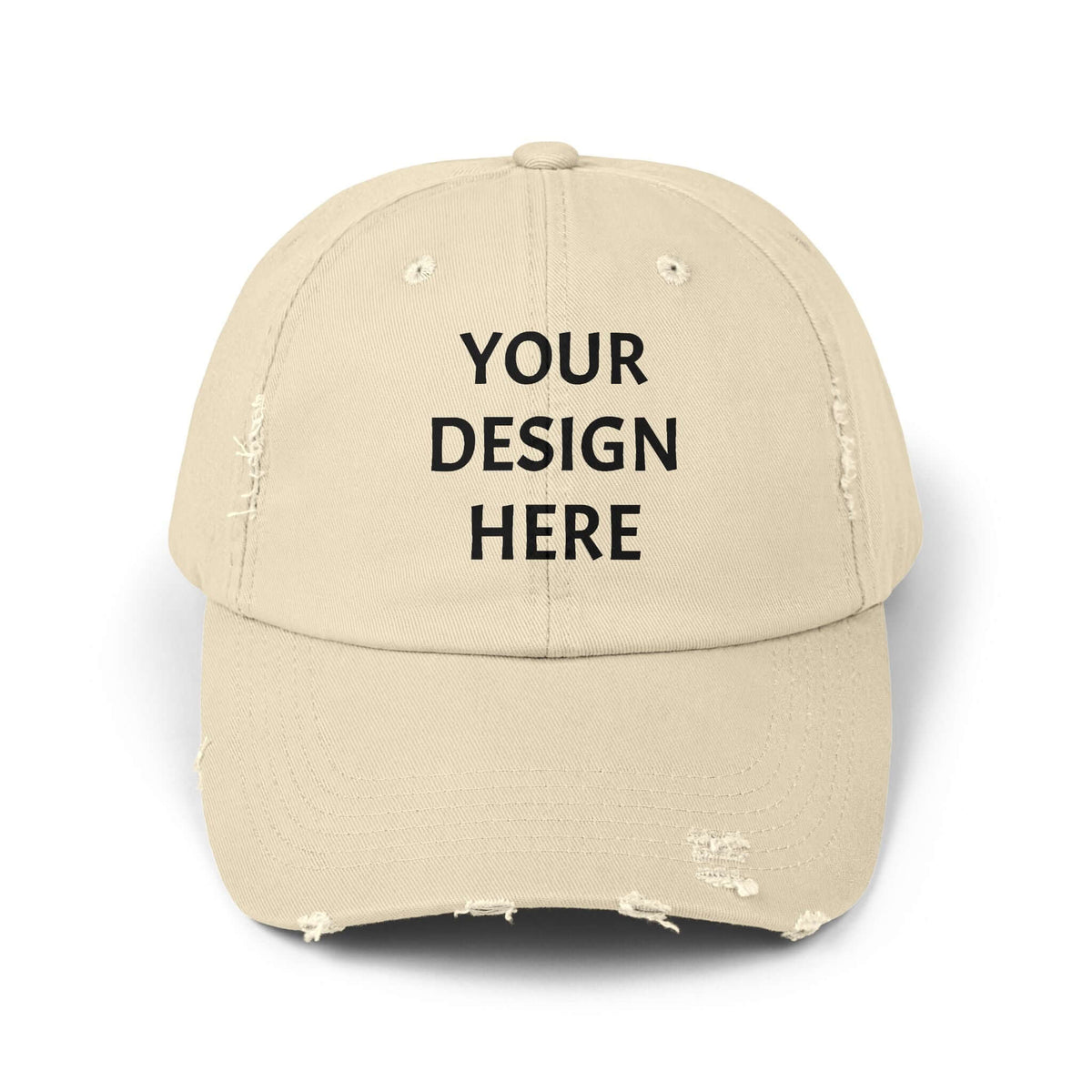Design Your Own Unisex Distressed Cap - Trendy Casual Style Hat with Your Design, Brand63