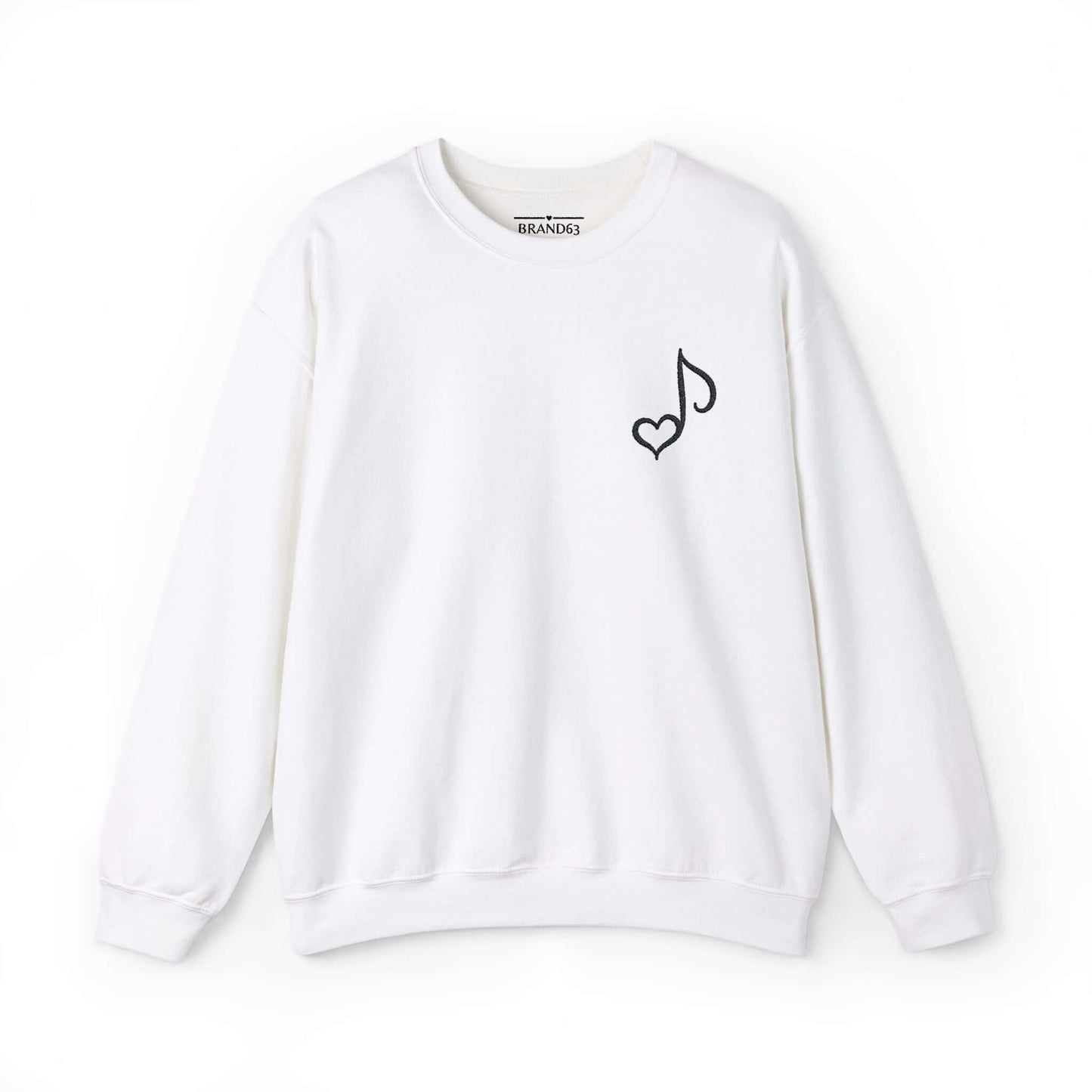 Embroidered Musical Heart Note Crewneck Sweatshirt | Sustainable, and Perfect for Music Lovers, Brand63