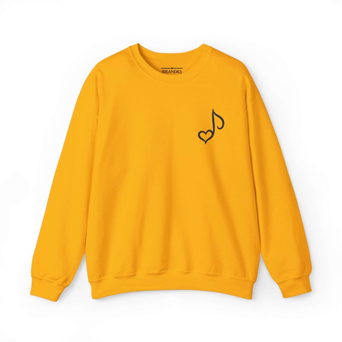 Embroidered Musical Heart Note Crewneck Sweatshirt | Sustainable, and Perfect for Music Lovers, Brand63