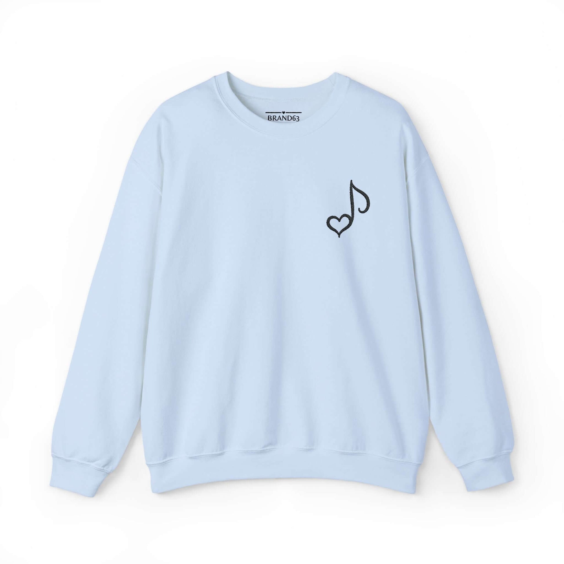 Embroidered Musical Heart Note Crewneck Sweatshirt | Sustainable, and Perfect for Music Lovers, Brand63