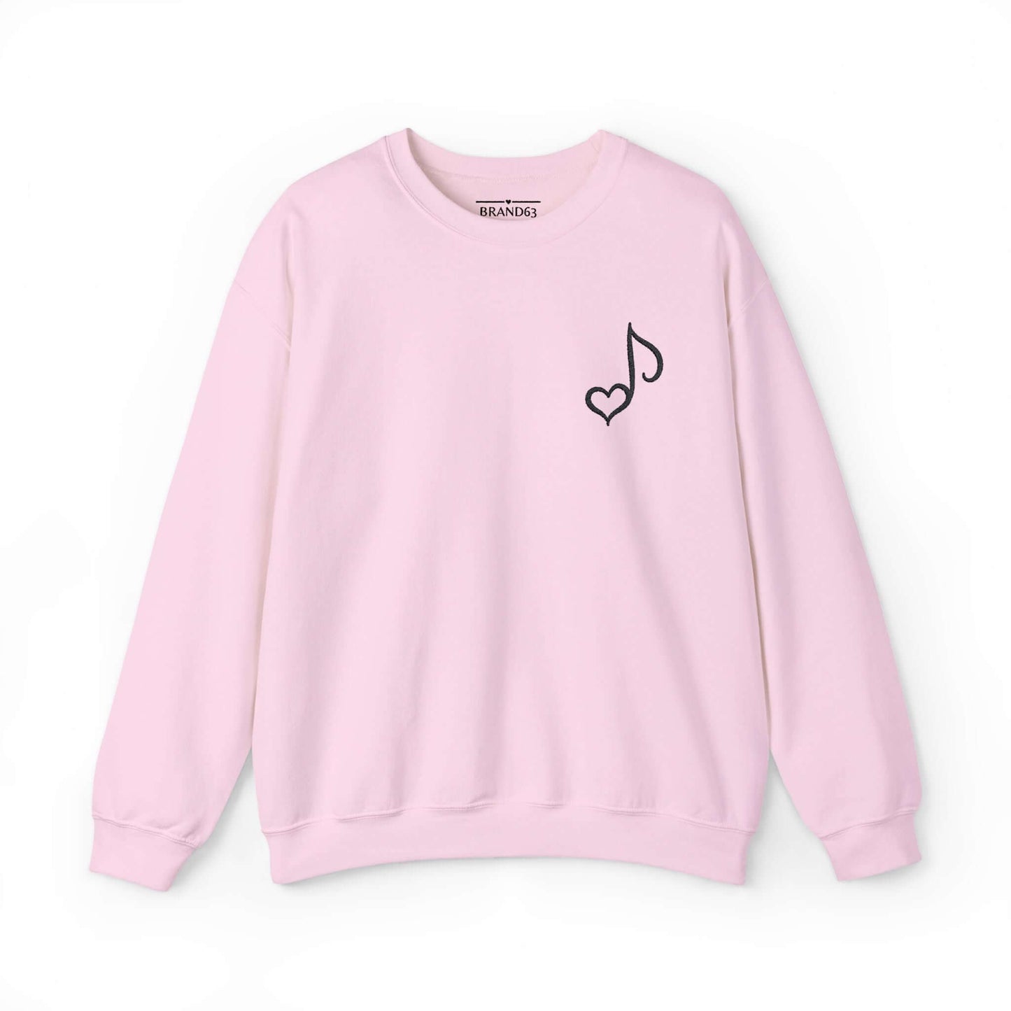 Embroidered Musical Heart Note Crewneck Sweatshirt | Sustainable, and Perfect for Music Lovers, Brand63
