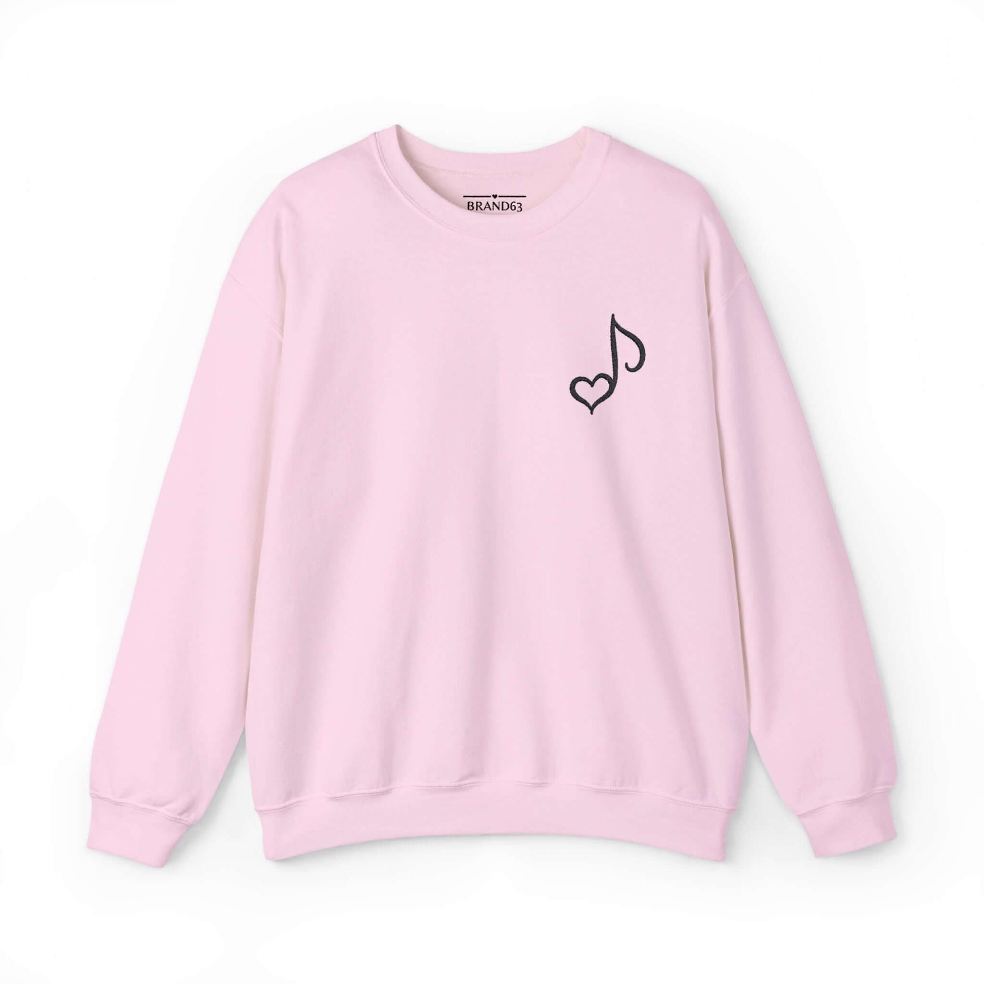 Embroidered Musical Heart Note Crewneck Sweatshirt | Sustainable, and Perfect for Music Lovers, Brand63