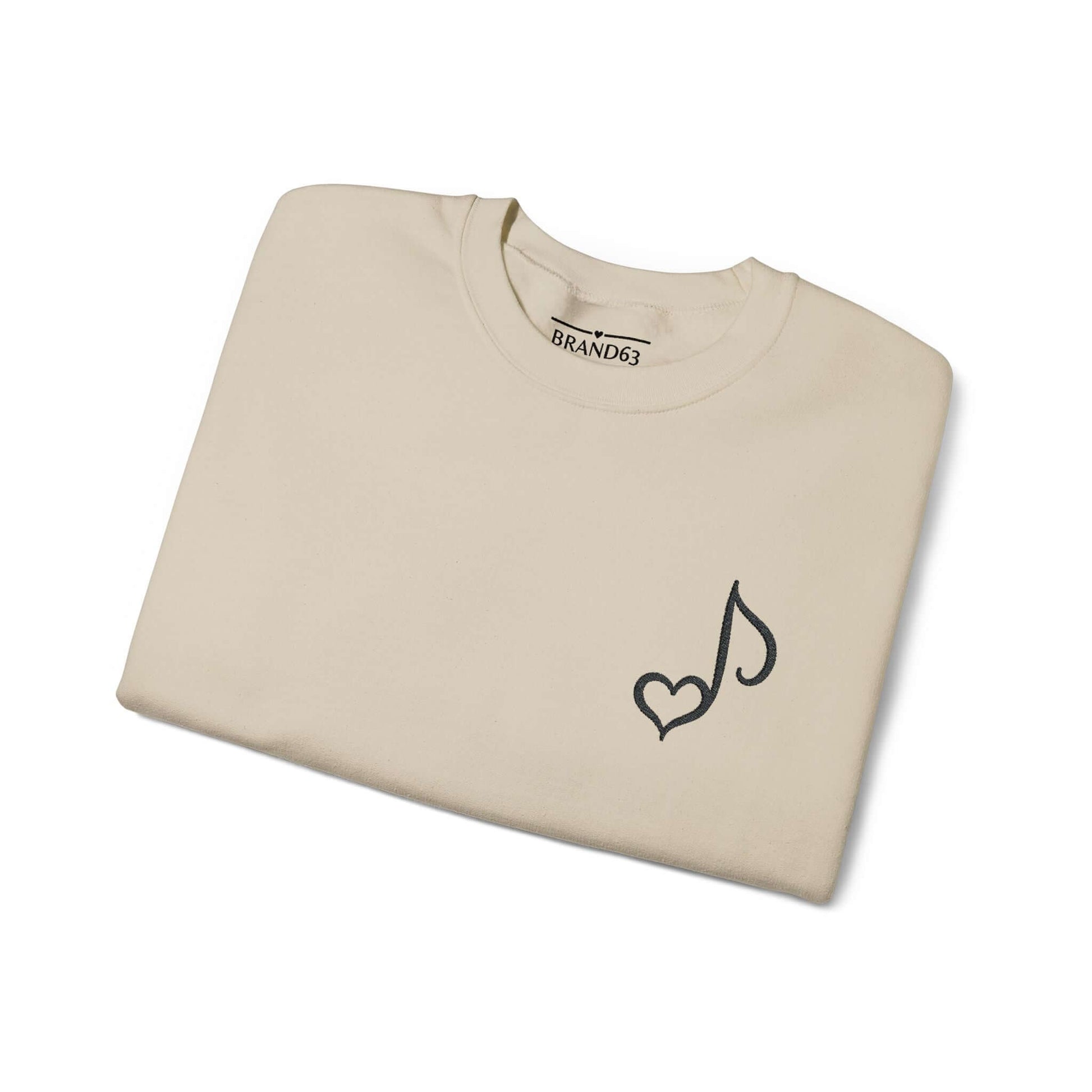 Embroidered Musical Heart Note Crewneck Sweatshirt | Sustainable, and Perfect for Music Lovers, Brand63