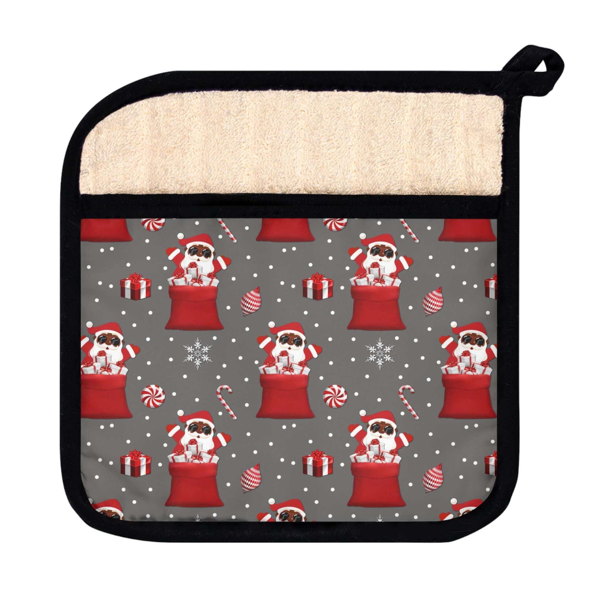 Exclusive Black Santa Christmas Pot Holder, Brand63