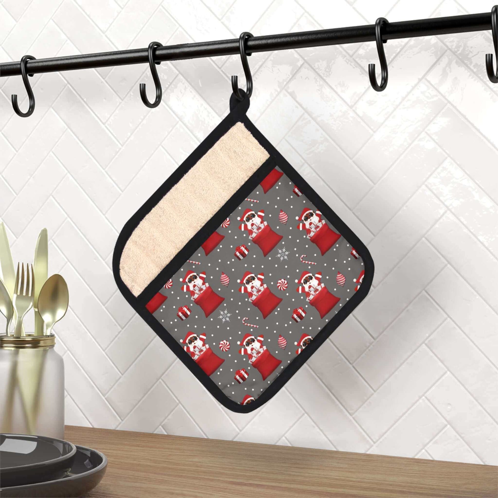 Exclusive Black Santa Christmas Pot Holder, Brand63