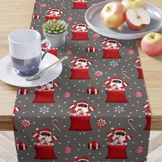 Exclusive Black Santa Christmas Table Runner, Brand63