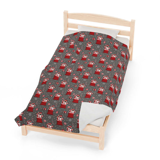 Exclusive Black Santa Plush Velveteen Blanket, Brand63