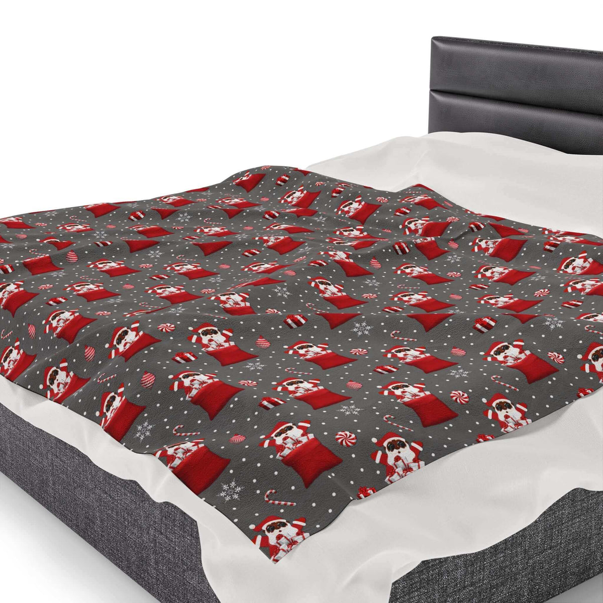 Exclusive Black Santa Plush Velveteen Blanket, Brand63