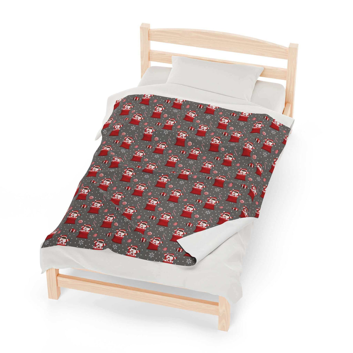 Exclusive Black Santa Plush Velveteen Blanket, Brand63