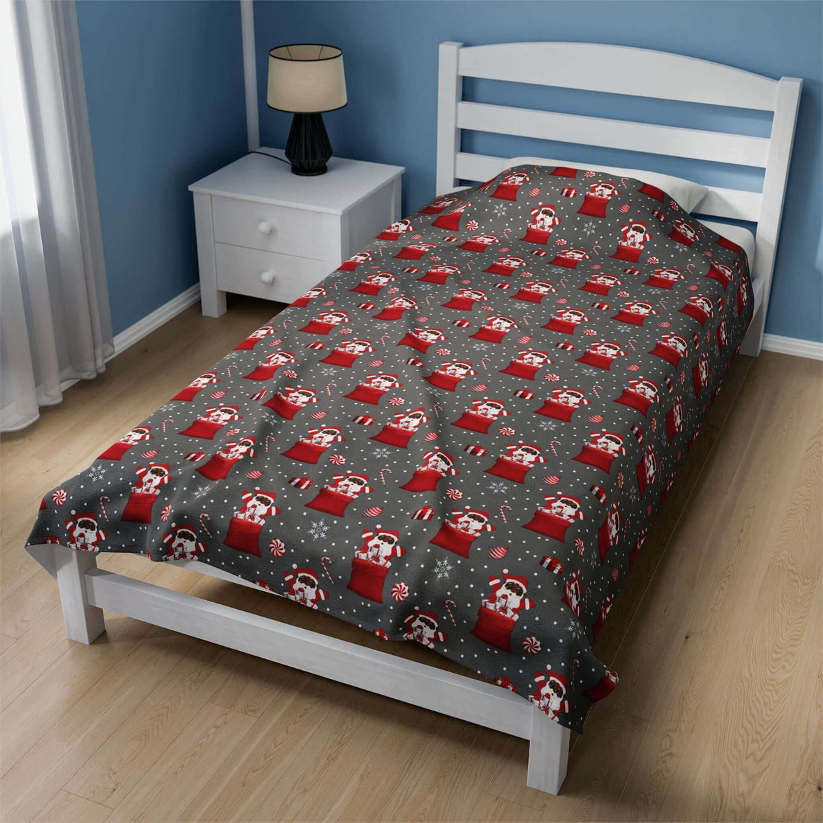 Exclusive Black Santa Plush Velveteen Blanket, Brand63