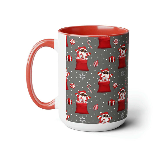 Exclusive Black Santa Wrap Around Christmas Mug, Two-Tone Coffee 15oz Mugs,, Brand63