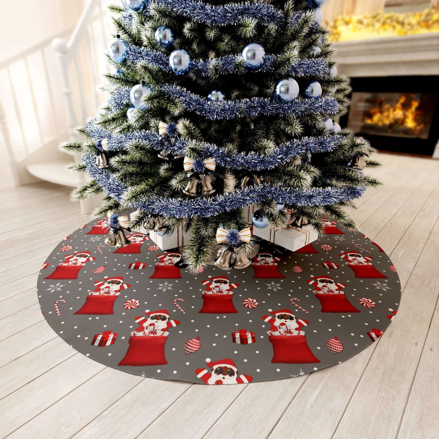 Exclusive Black Santa in Red Tree Skirt, Brand63
