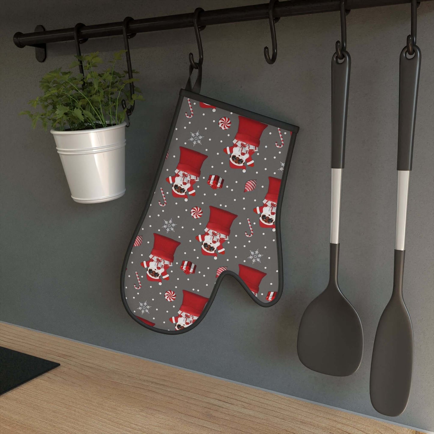 Exclusive Christmas Black Santa Oven Mitts, Brand63