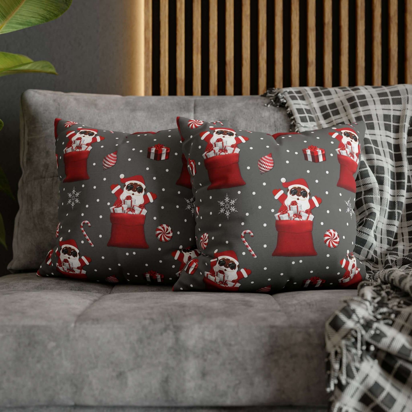Exclusive Christmas Black Santa Pillow Cases, Brand63